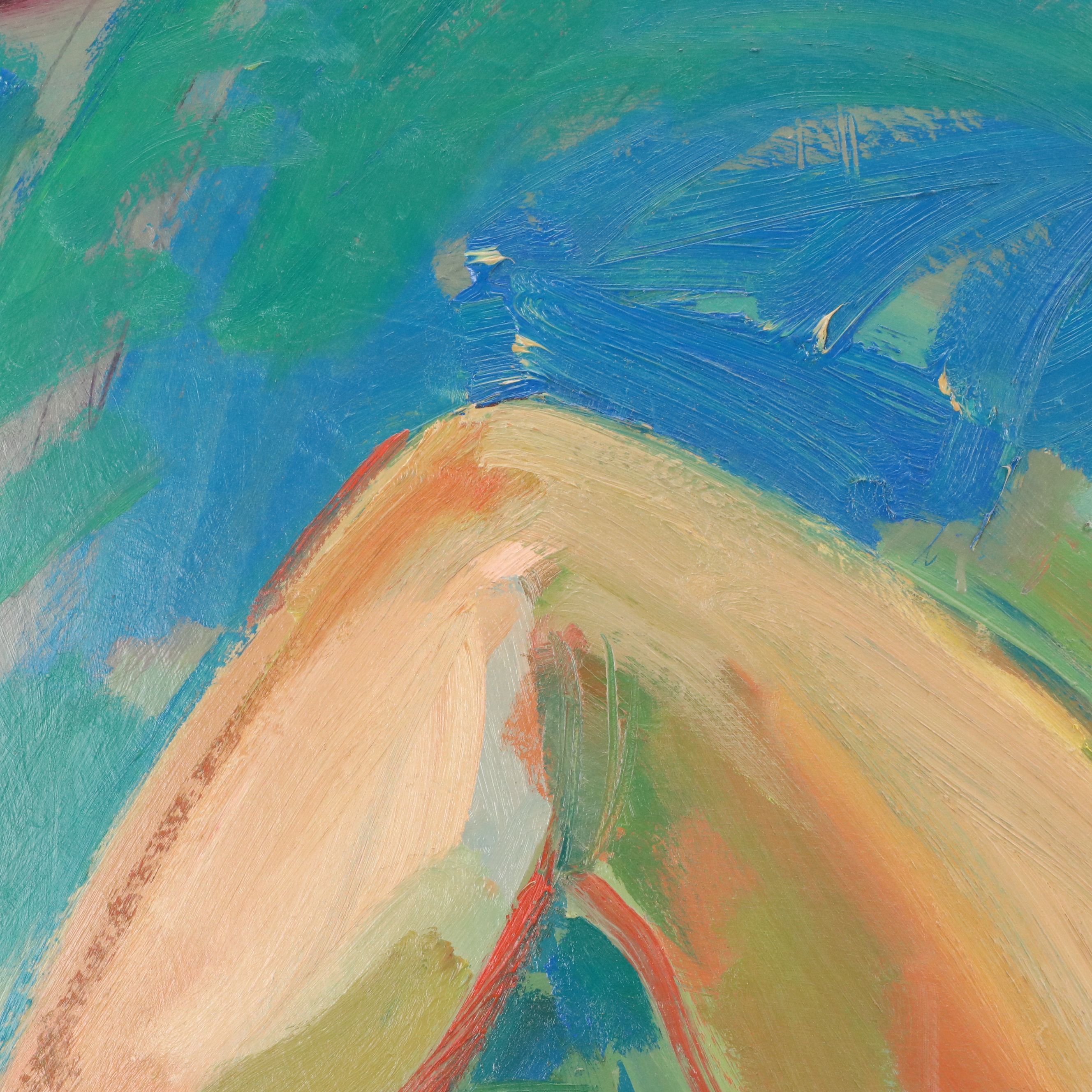 Jack Meanwell Acrylic Painting: Expressionistic Female Nude, Late 20th Century
