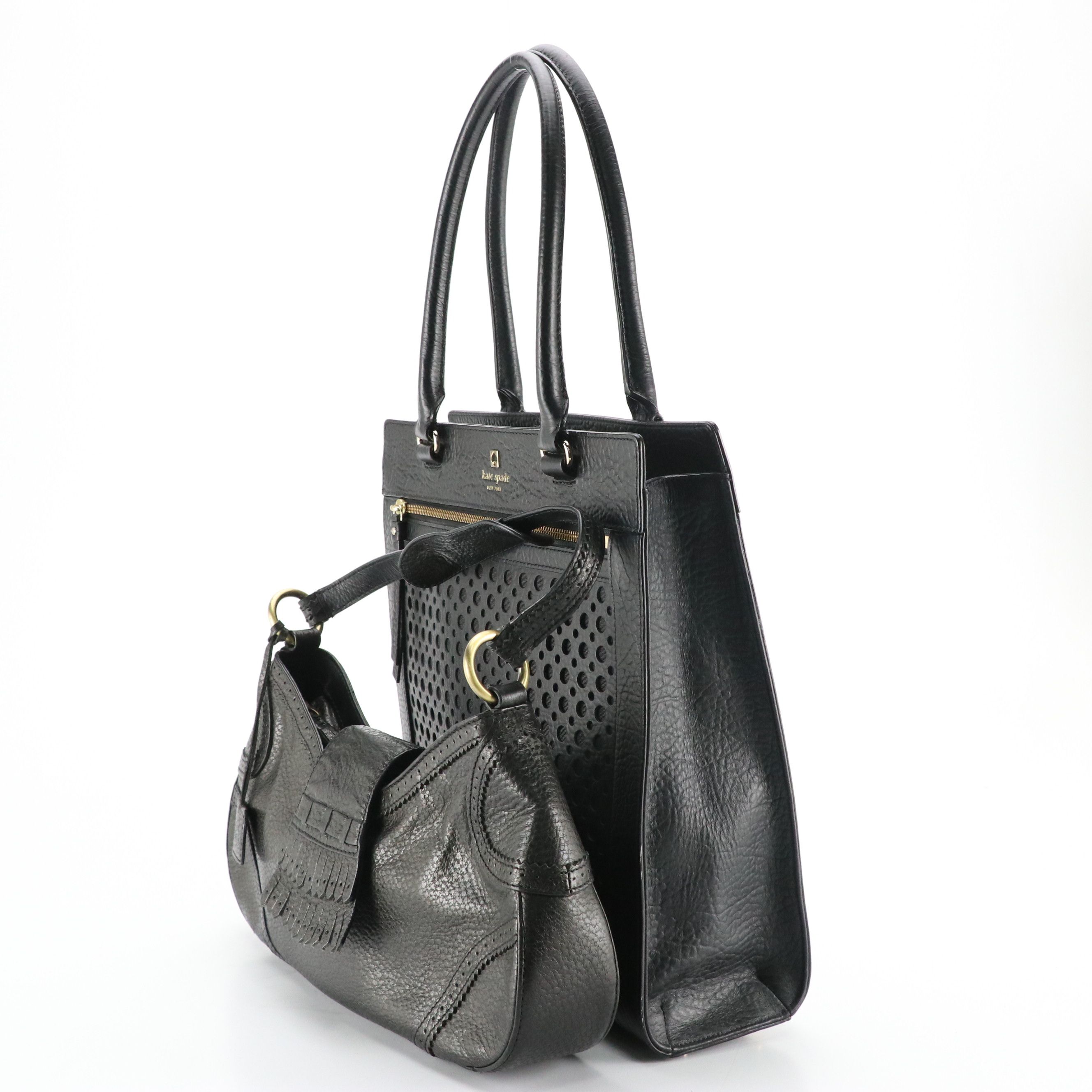 Kate Spade Perri Lane Lynne Perforated Tote and Via Spiga Kilty Flap Bag