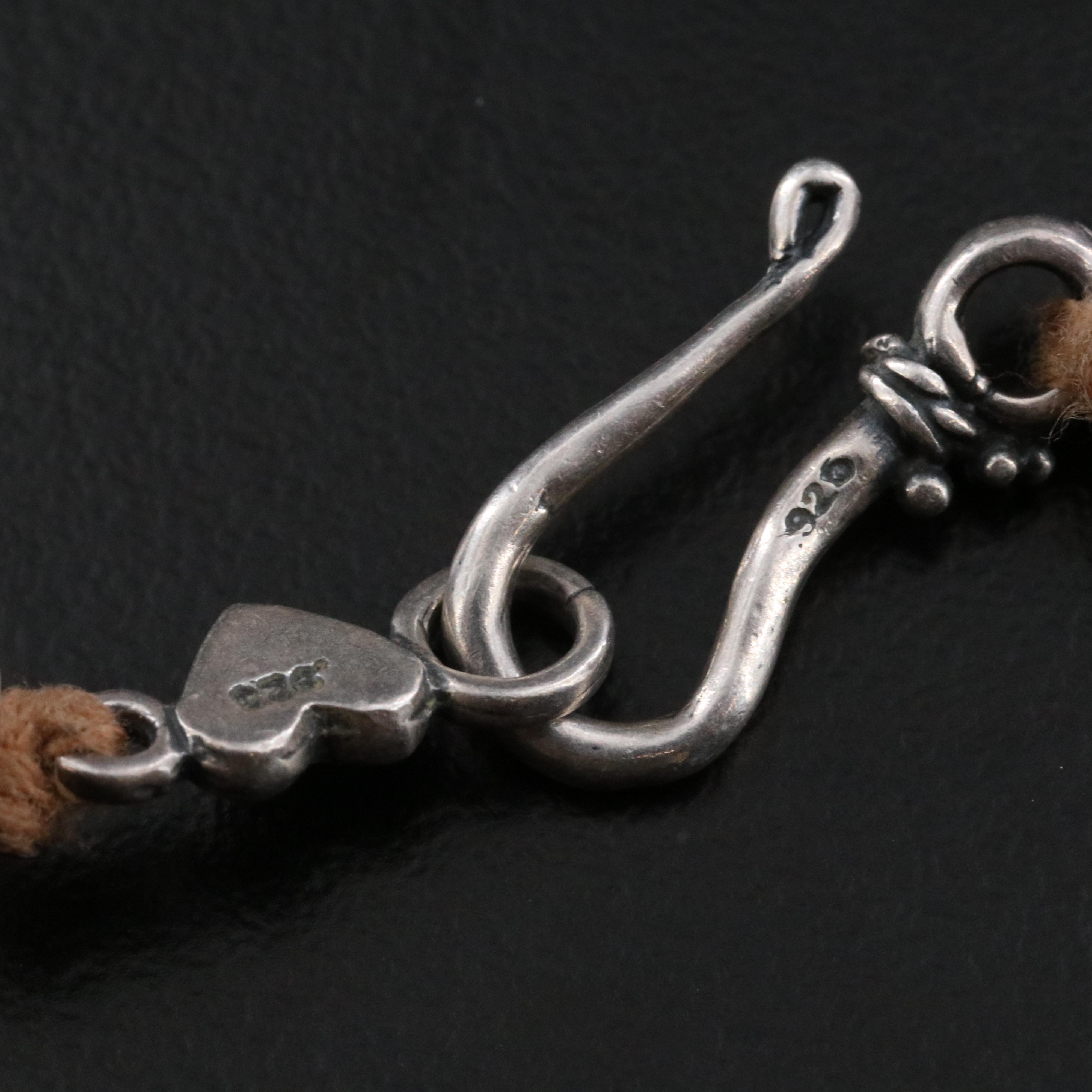 Necklace with Sterling Clasp Including Turquoise, Tiger's Eye and Agate