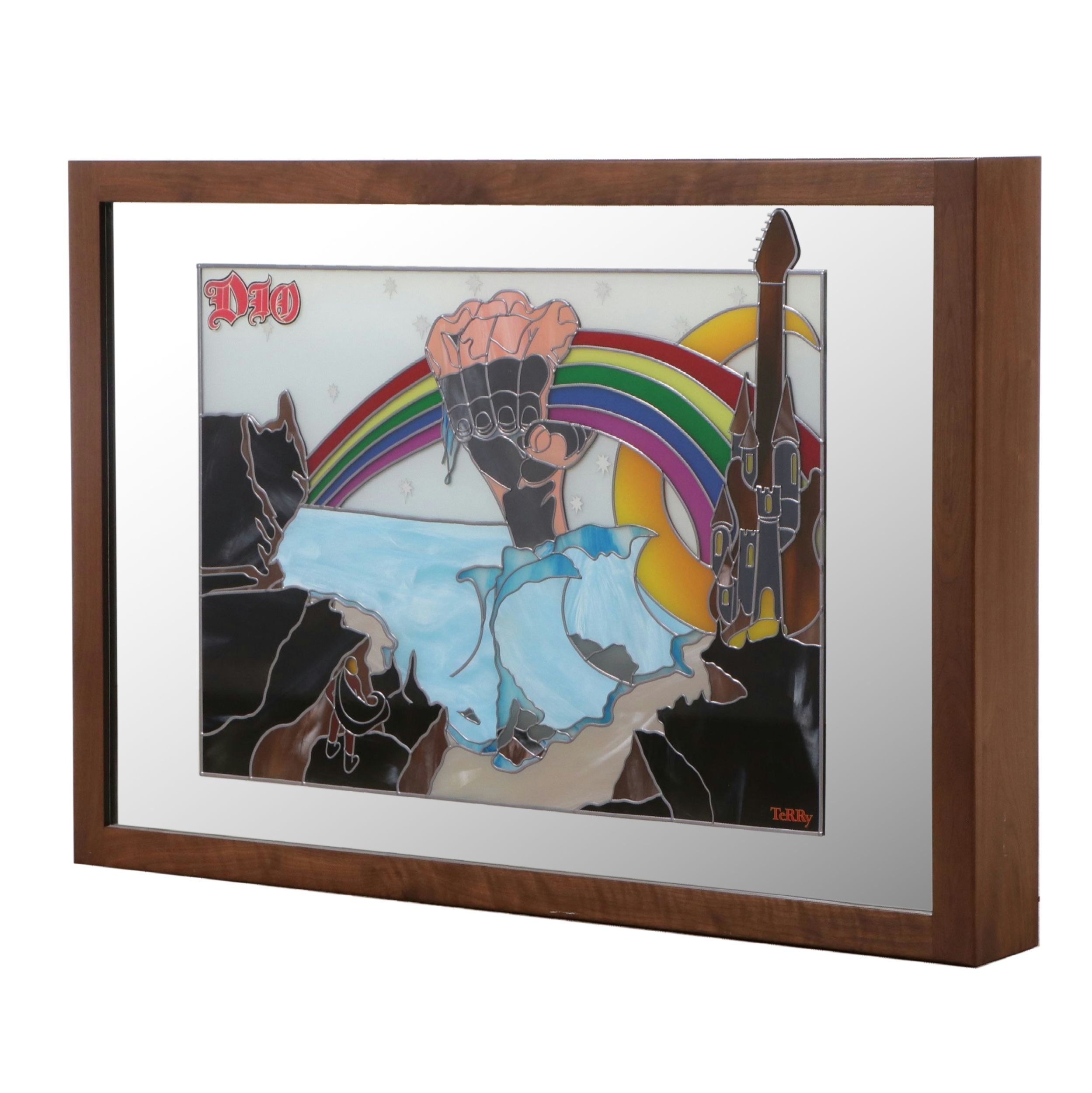 Illuminated Stained Glass Homage to Ronnie James Dio "Rainbow"