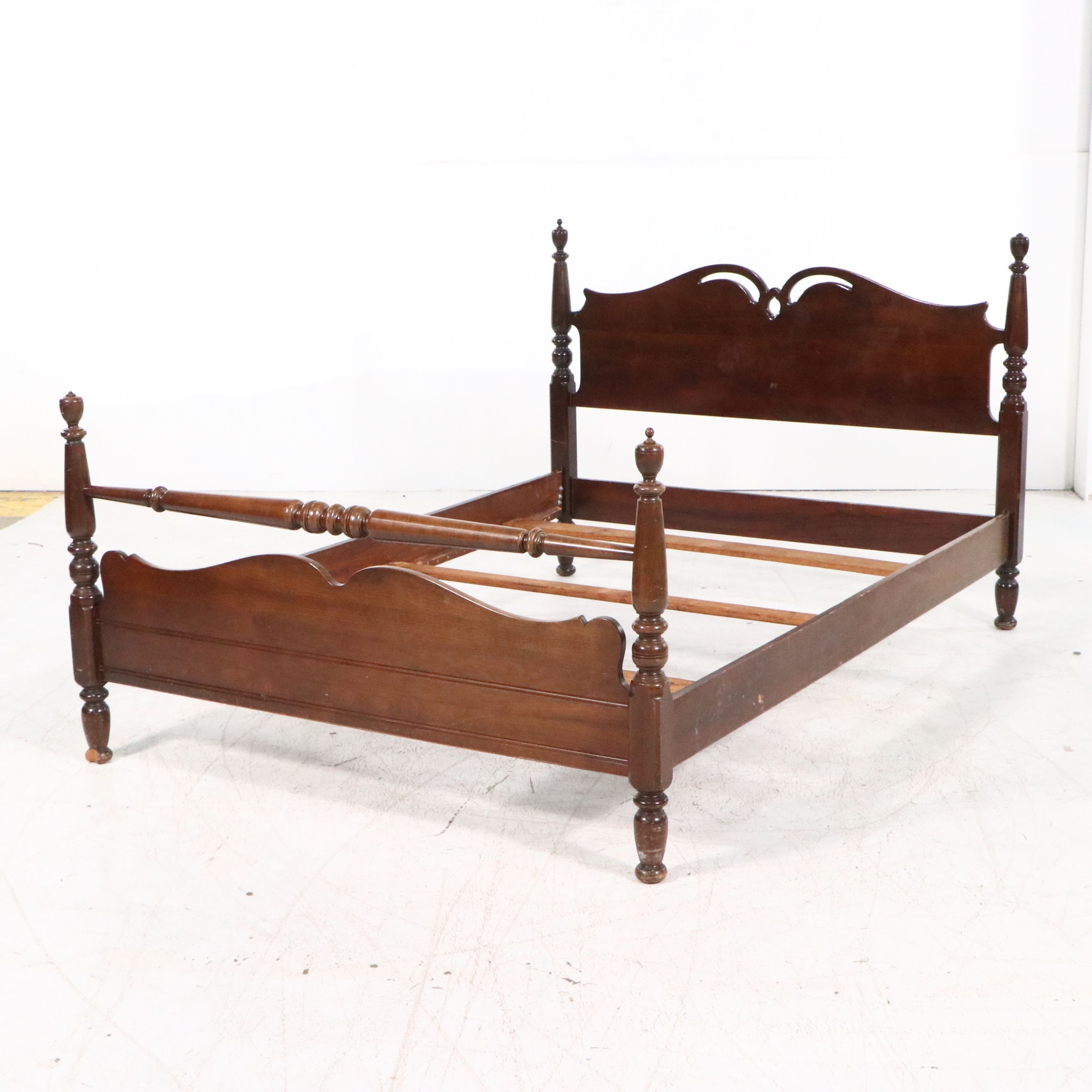 Country Sheraton Style Cherry Four Poster Bed, Early to Mid-20th Century