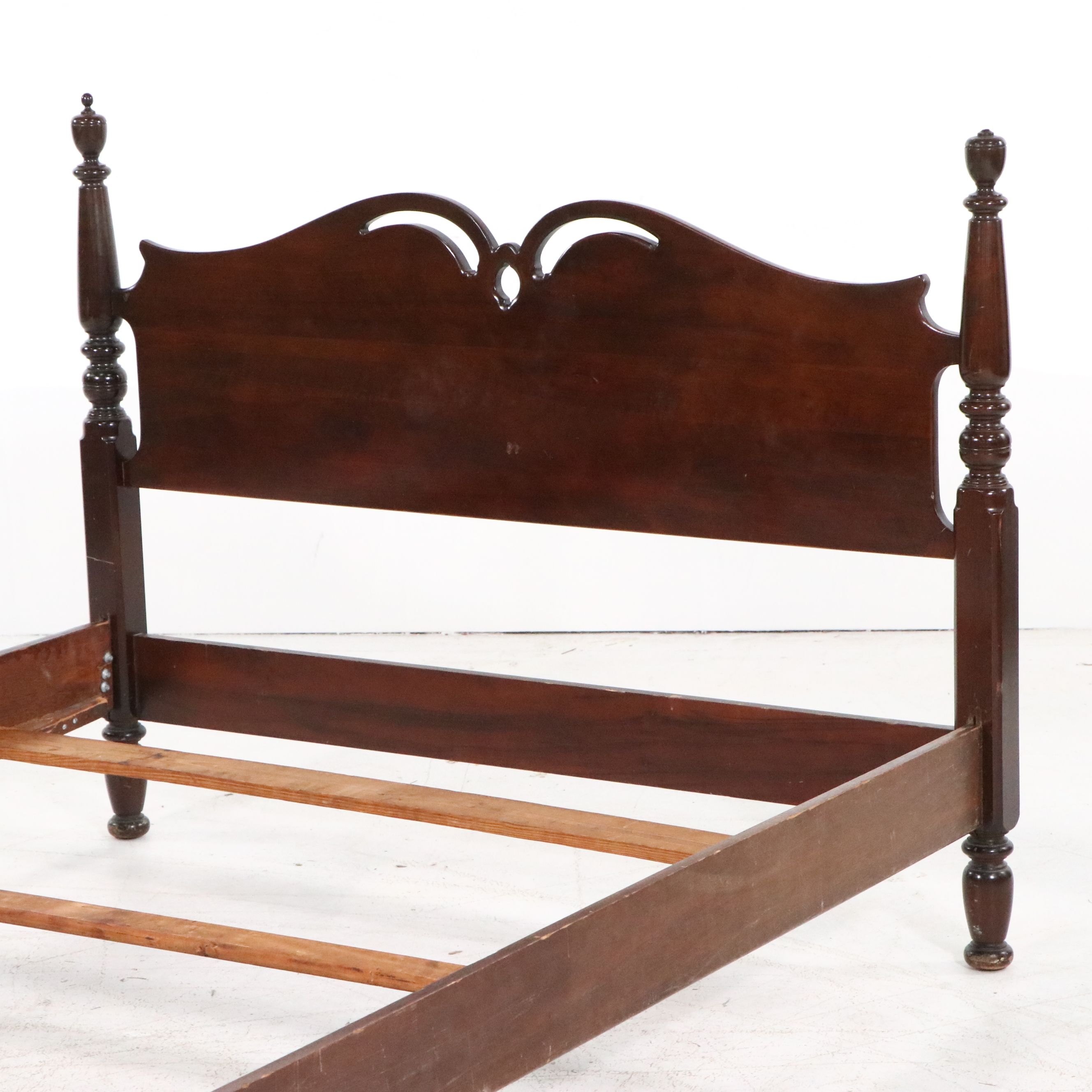 Country Sheraton Style Cherry Four Poster Bed, Early to Mid-20th Century