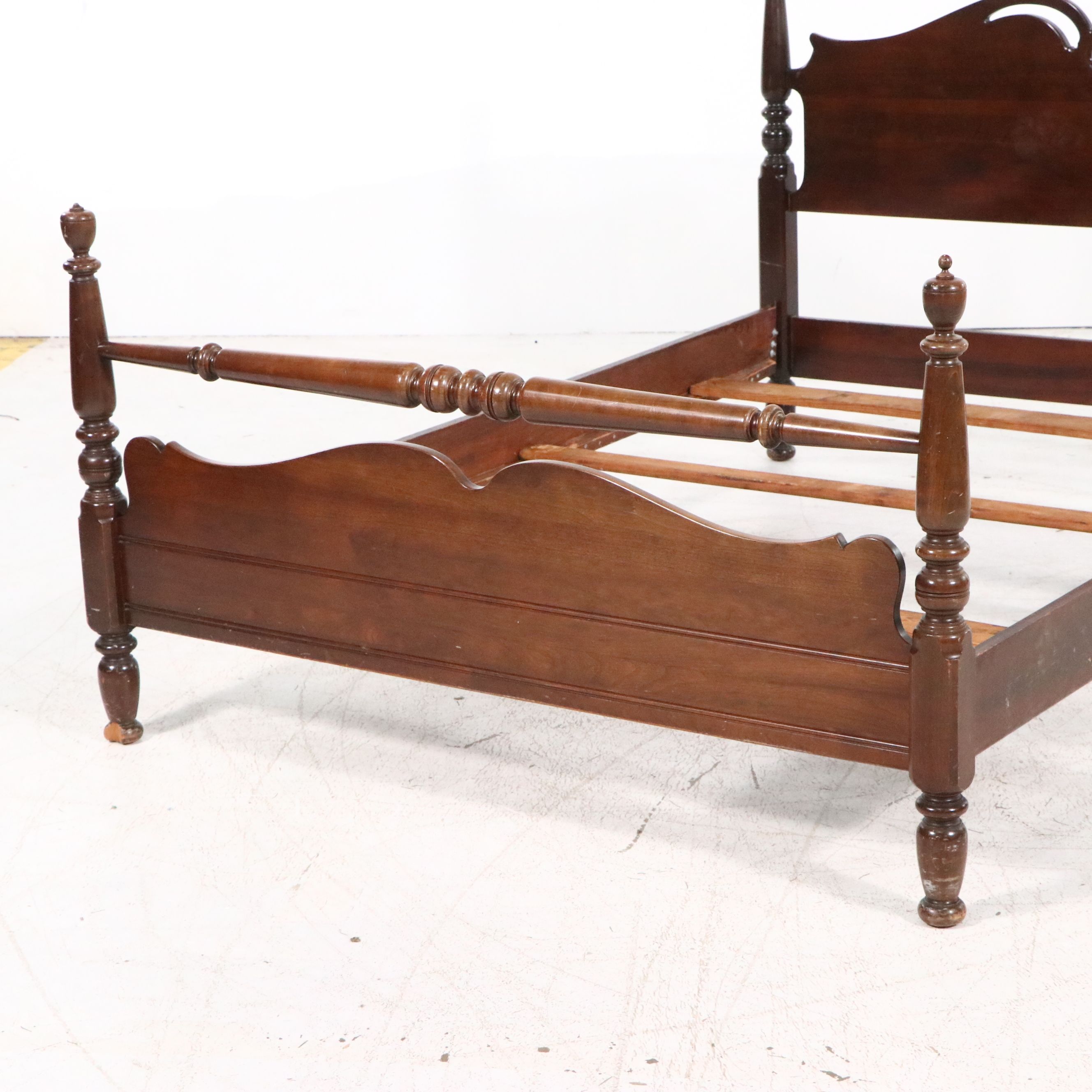 Country Sheraton Style Cherry Four Poster Bed, Early to Mid-20th Century