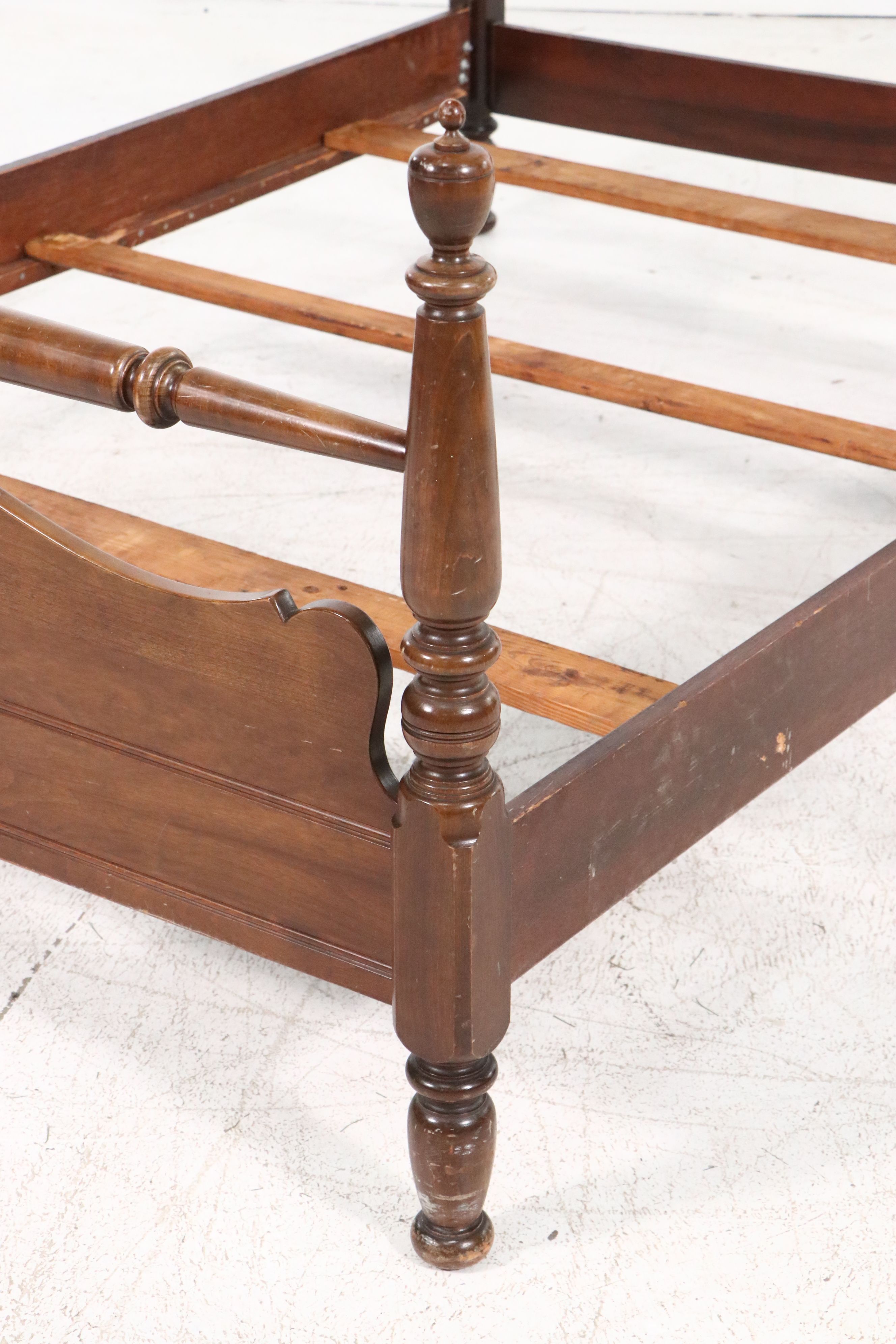 Country Sheraton Style Cherry Four Poster Bed, Early to Mid-20th Century