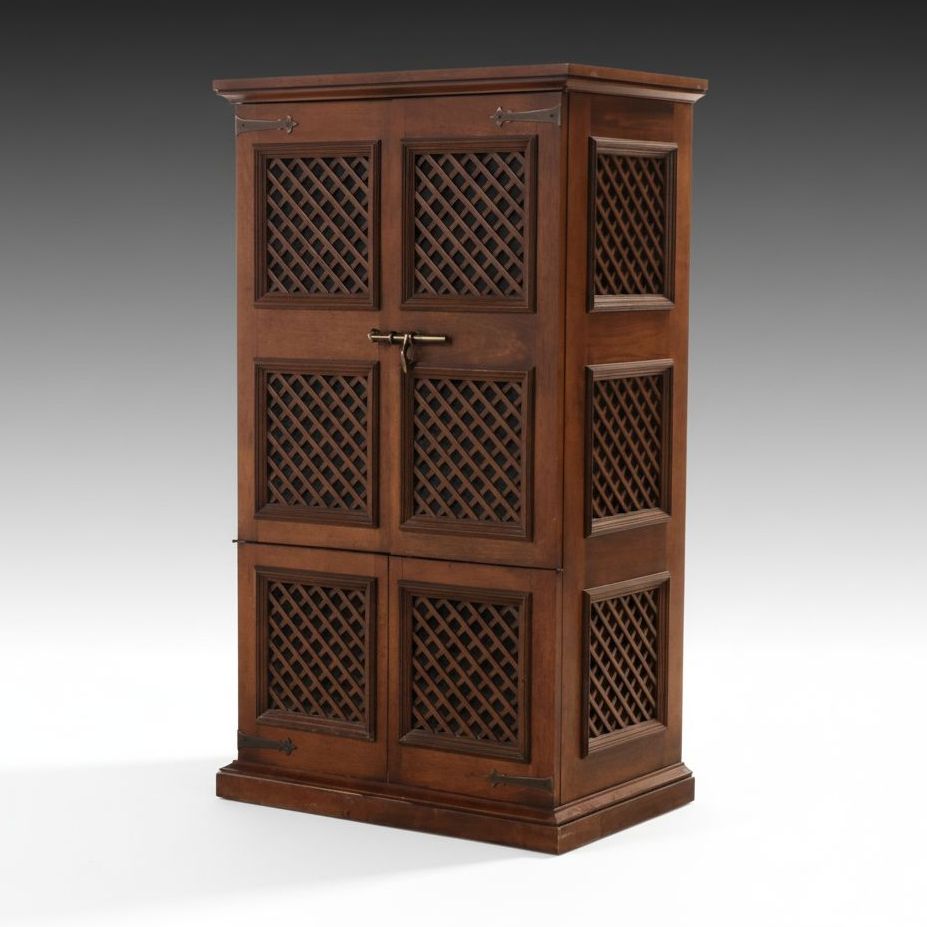 Spanish Style Lattice Front Stereo Cabinet, Mid to Late 20th Century