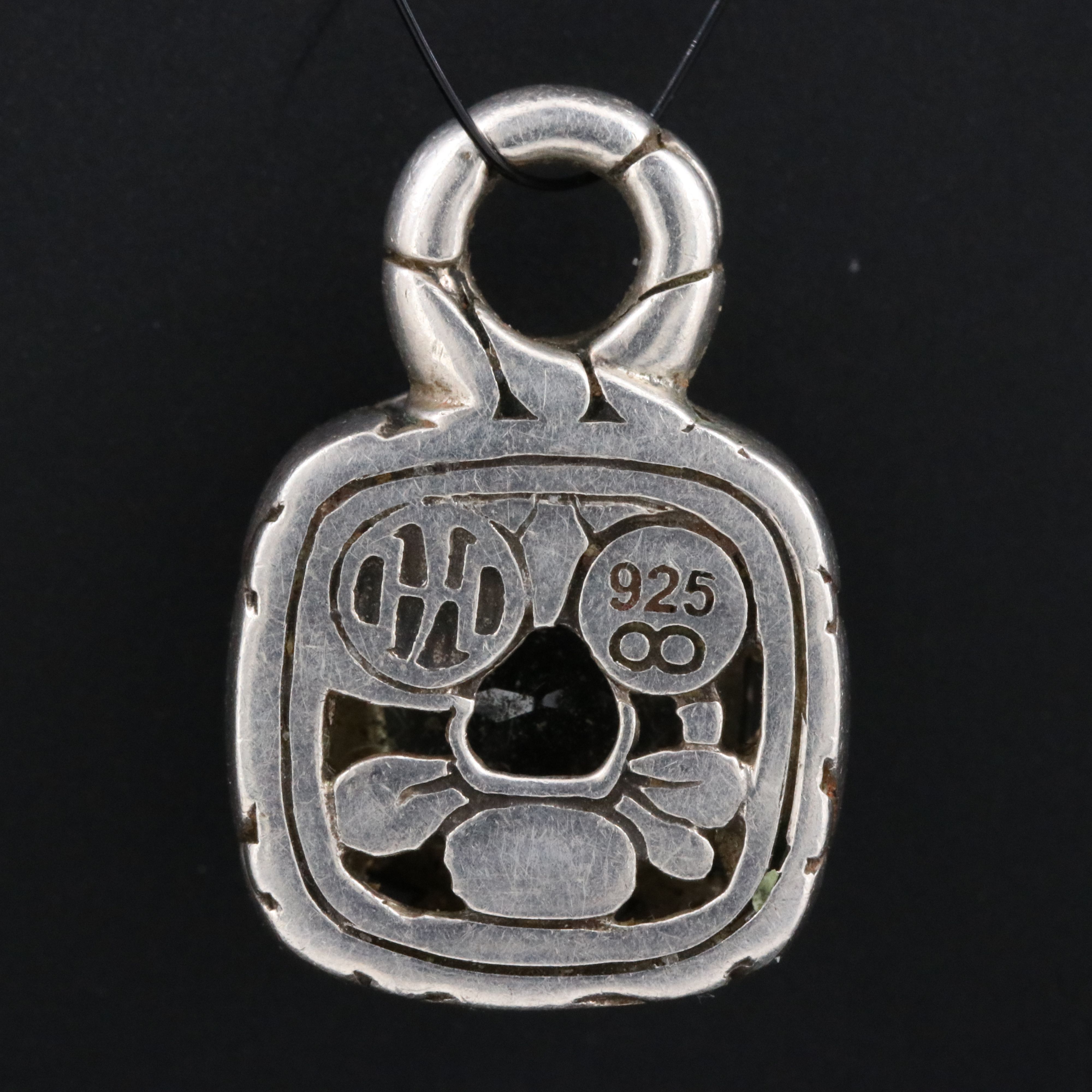 John Hardy Kali Pebble Sterling and White Topaz Square Pendant