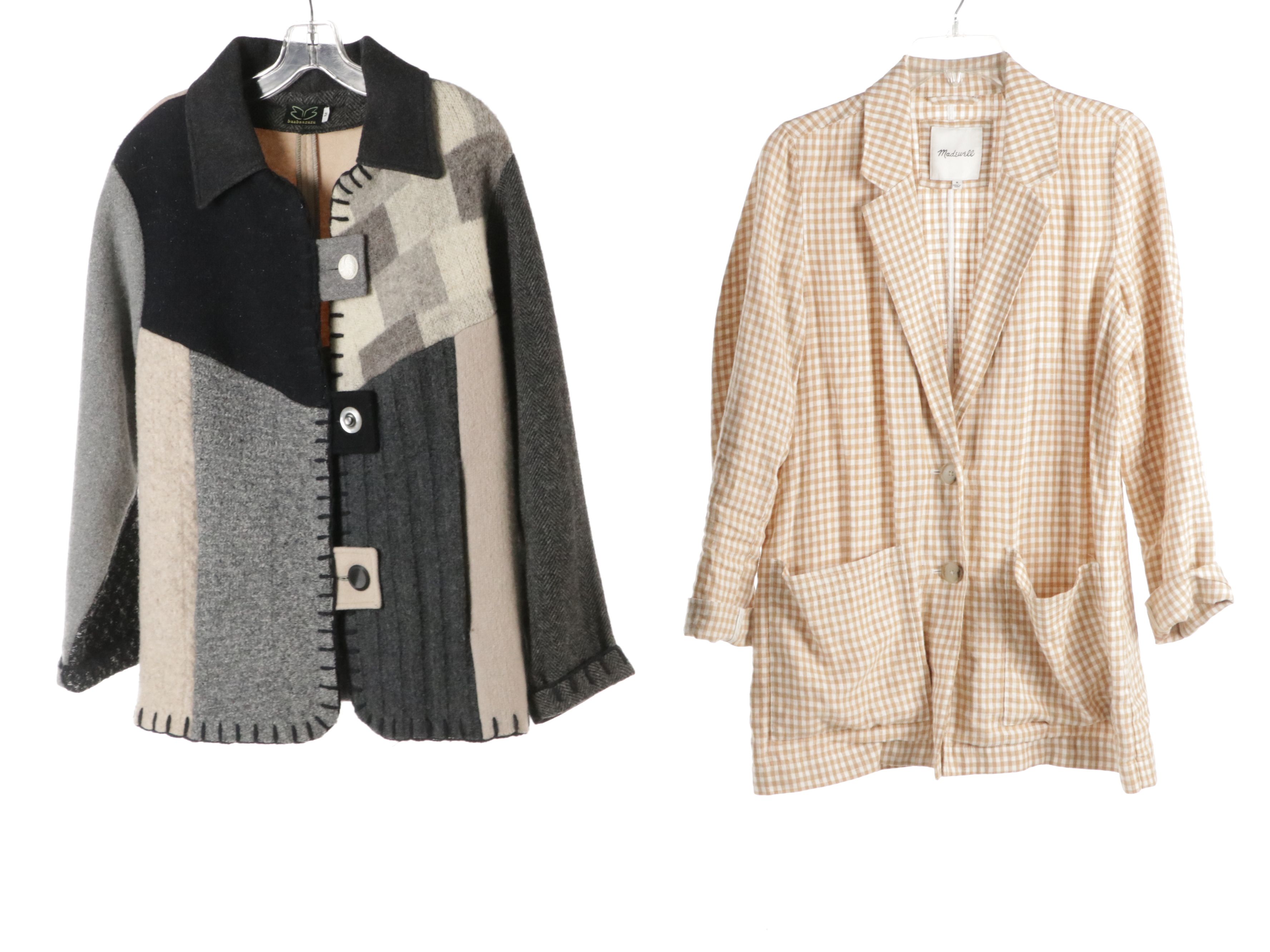 Madewell Canvas Jacket & Checked Linen Blazer, Baabaazuzu Patchwork Wool Jacket
