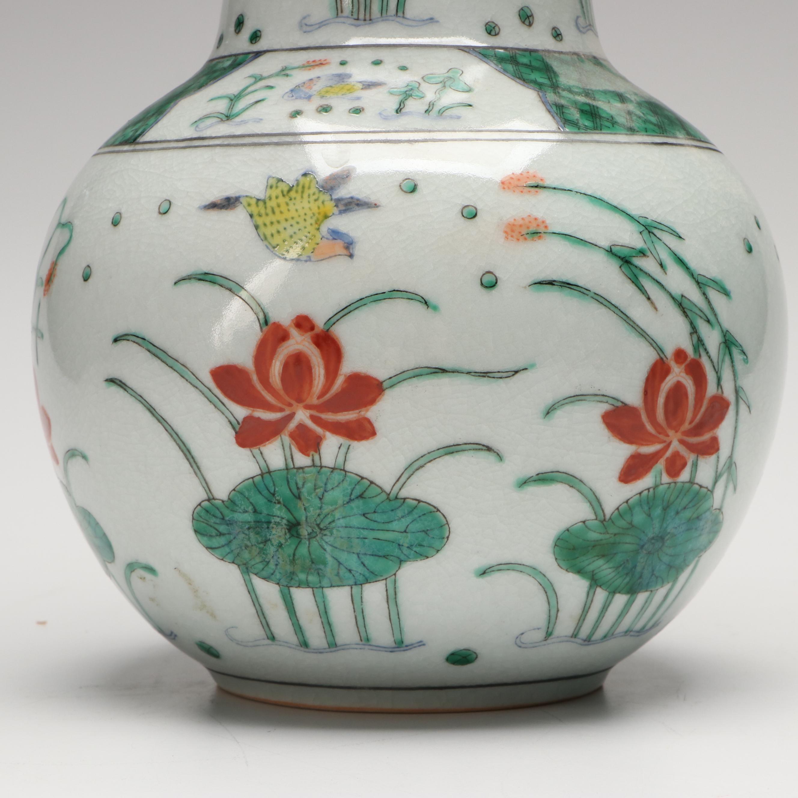 Japanese Earthenware Vases Hand-Painted in Hong Kong