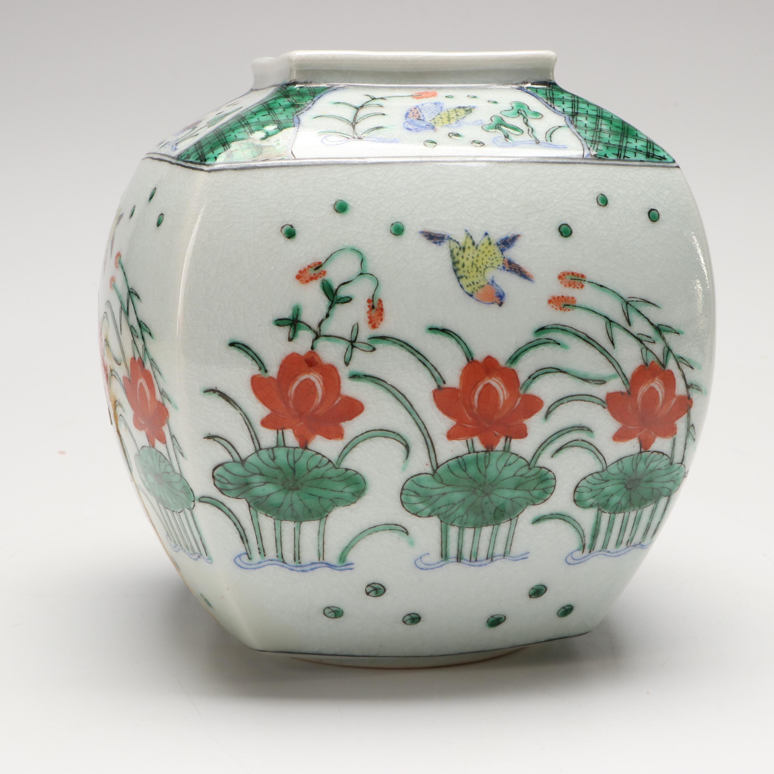 Japanese Earthenware Vases Hand-Painted in Hong Kong