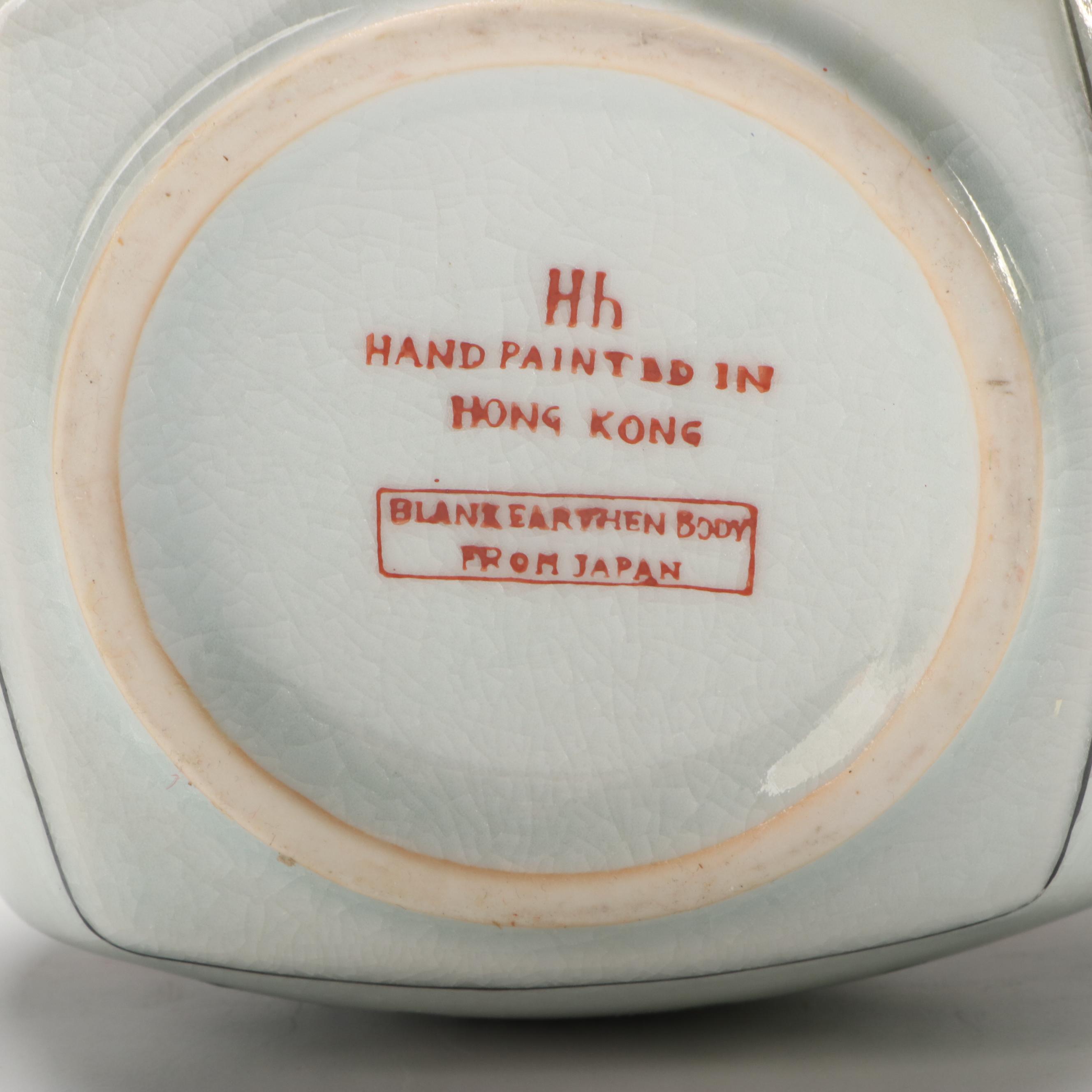 Japanese Earthenware Vases Hand-Painted in Hong Kong