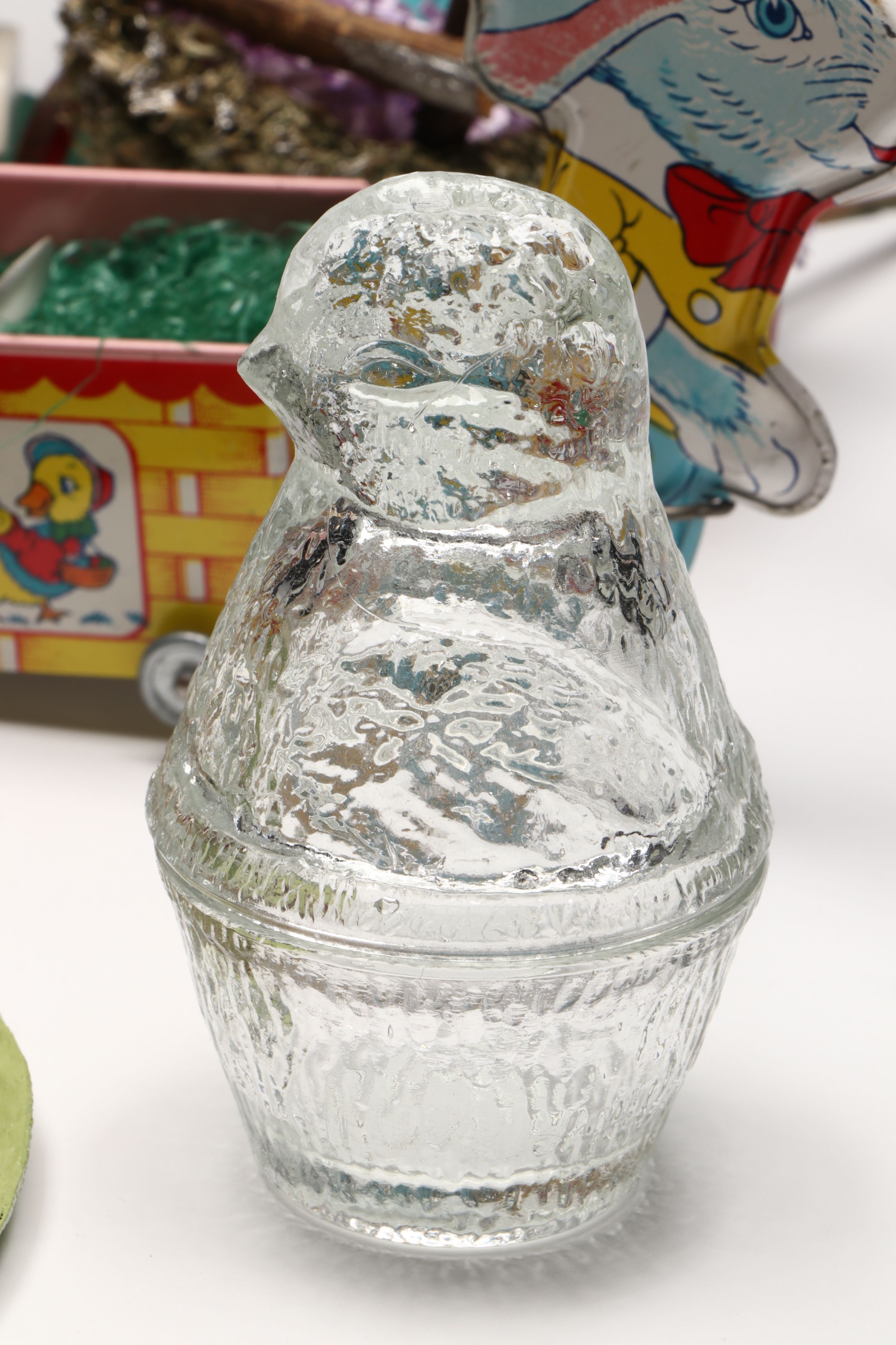 Wooden Easter Bunny Candle Holders with Other Vintage Easter Decorations