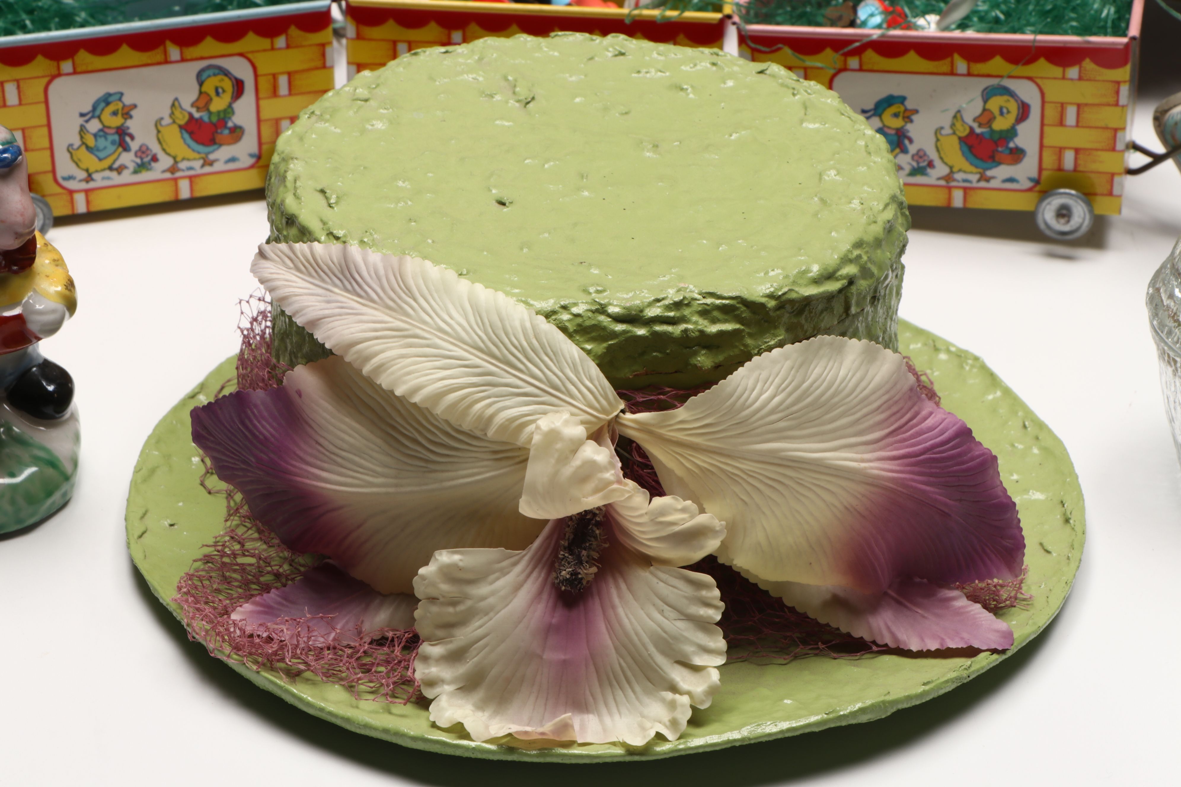 Wooden Easter Bunny Candle Holders with Other Vintage Easter Decorations