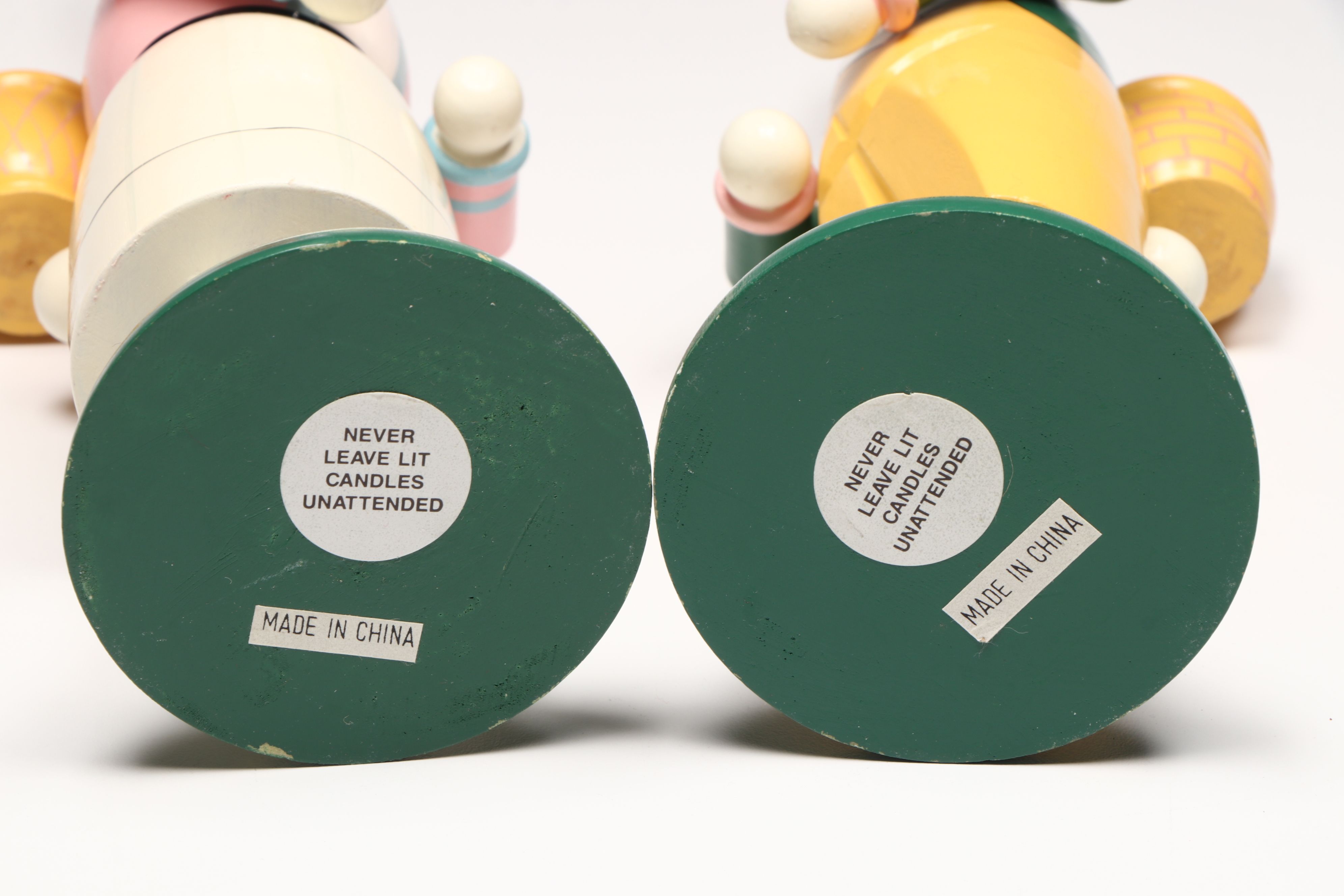 Wooden Easter Bunny Candle Holders with Other Vintage Easter Decorations