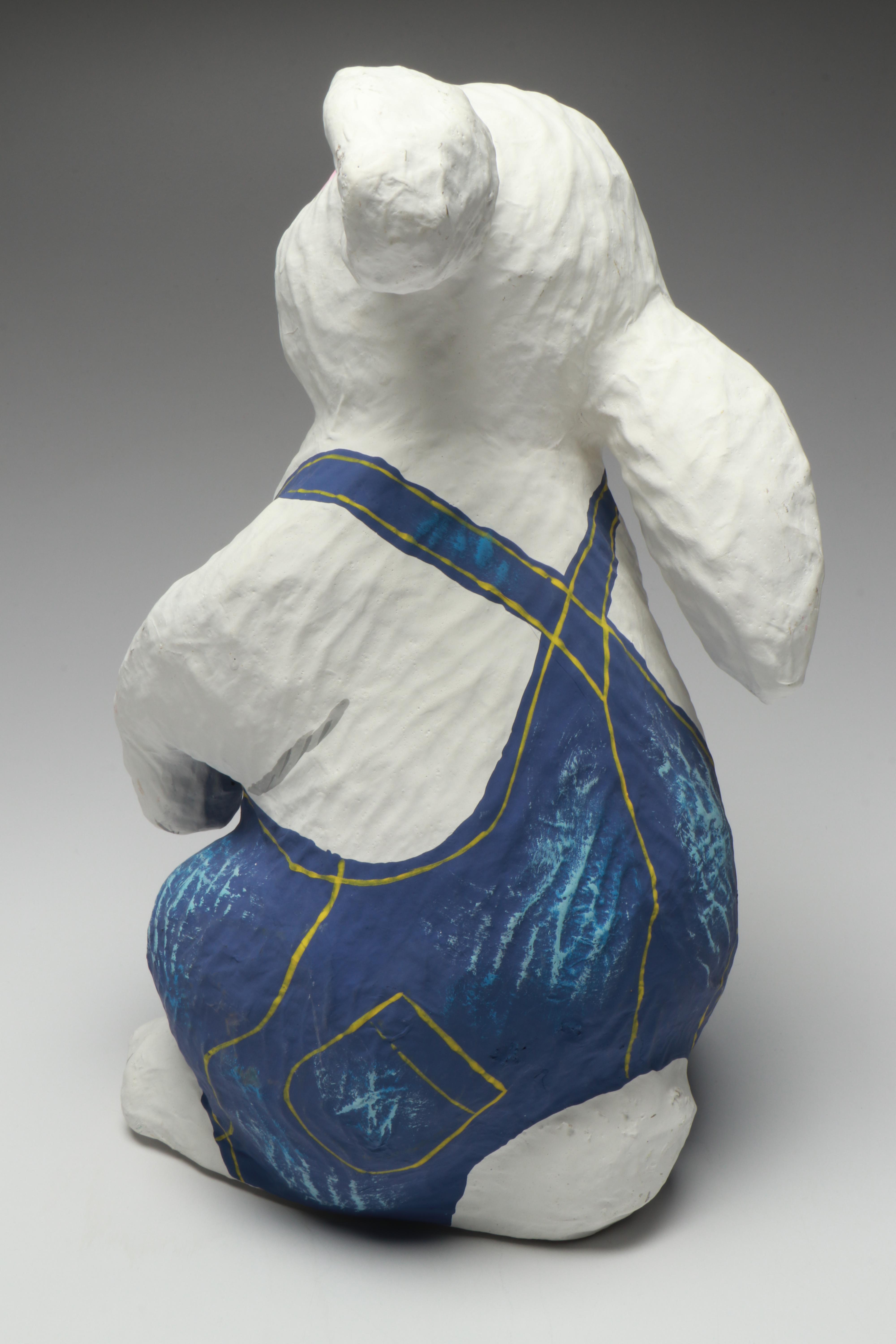 Large Papier-Mâché Easter Bunny and More Figurines, Mid to Late 20th Century