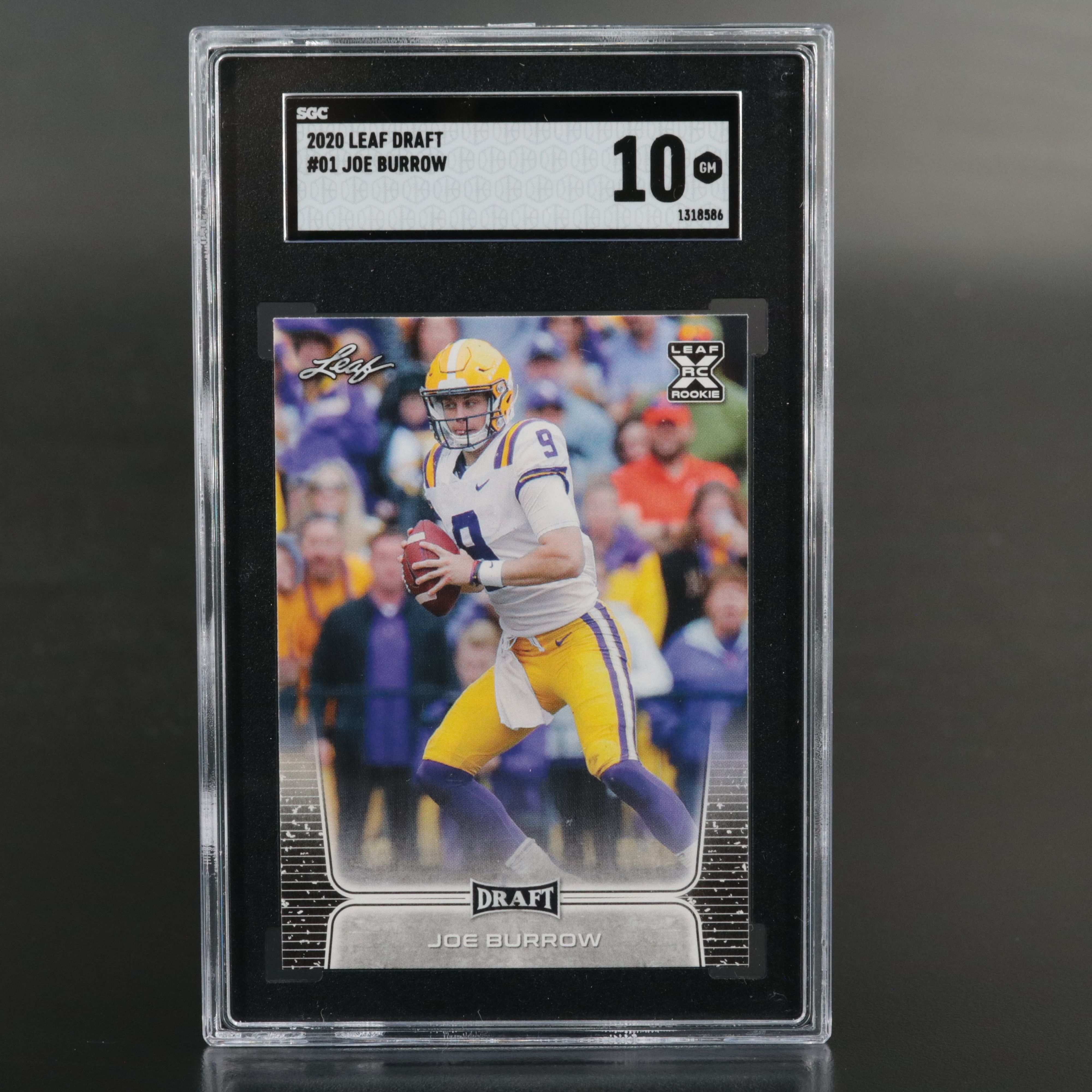 2020 Leaf Draft Joe Burrow Rookie Football Card Graded SGC 10