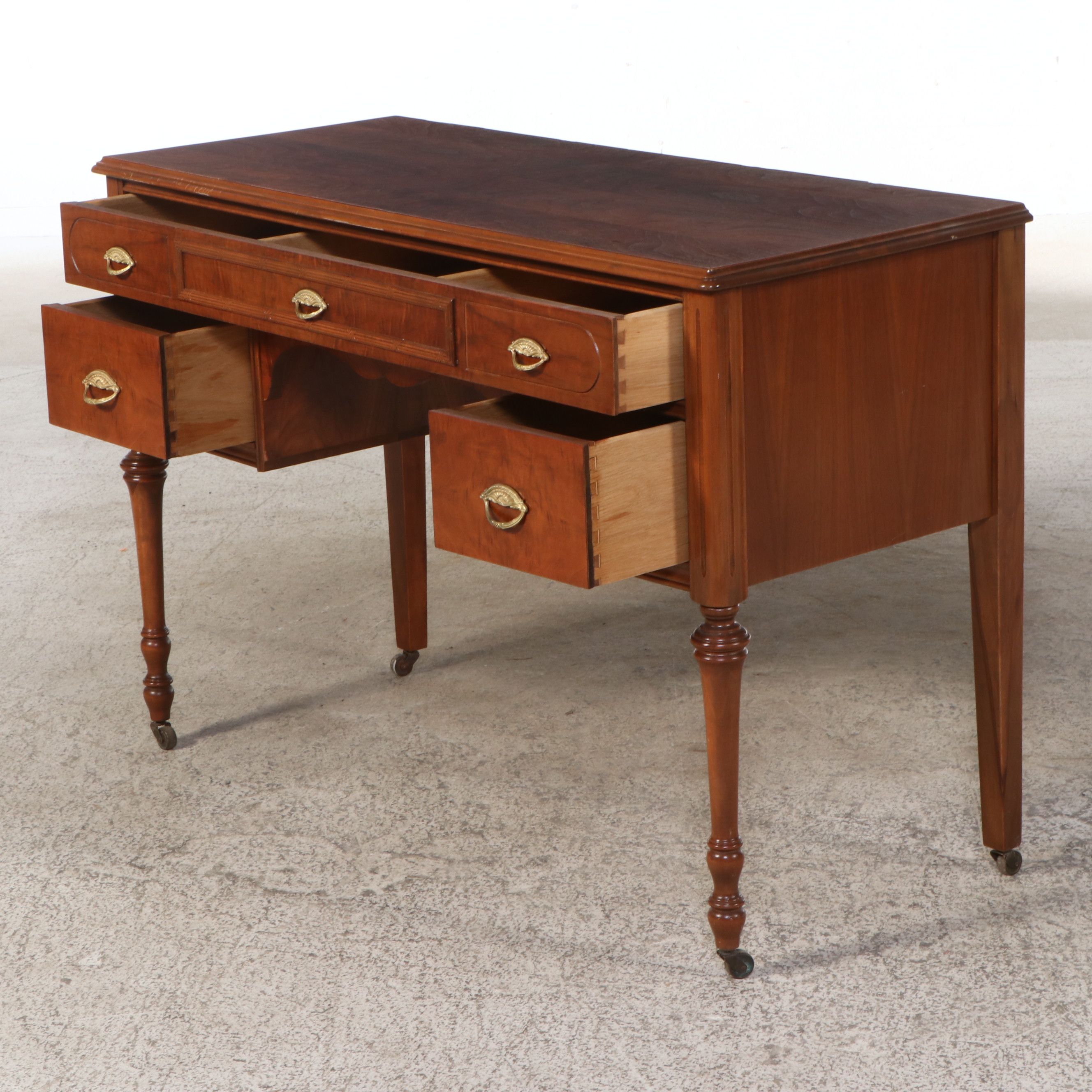 Federal Style Mahogany Finish Dressing Table and Wall Mirror, Mid-20th Century