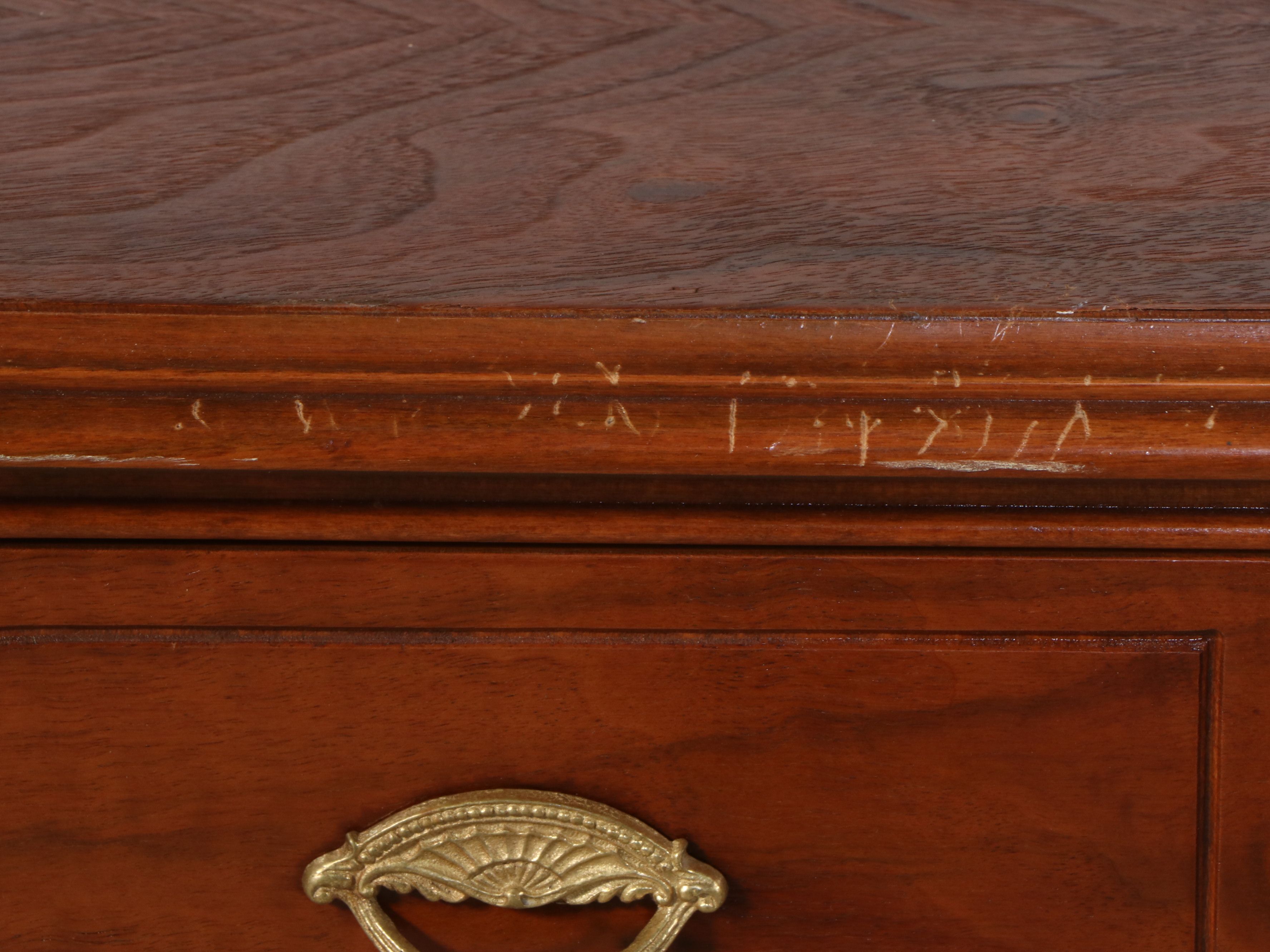 Federal Style Mahogany Finish Dressing Table and Wall Mirror, Mid-20th Century