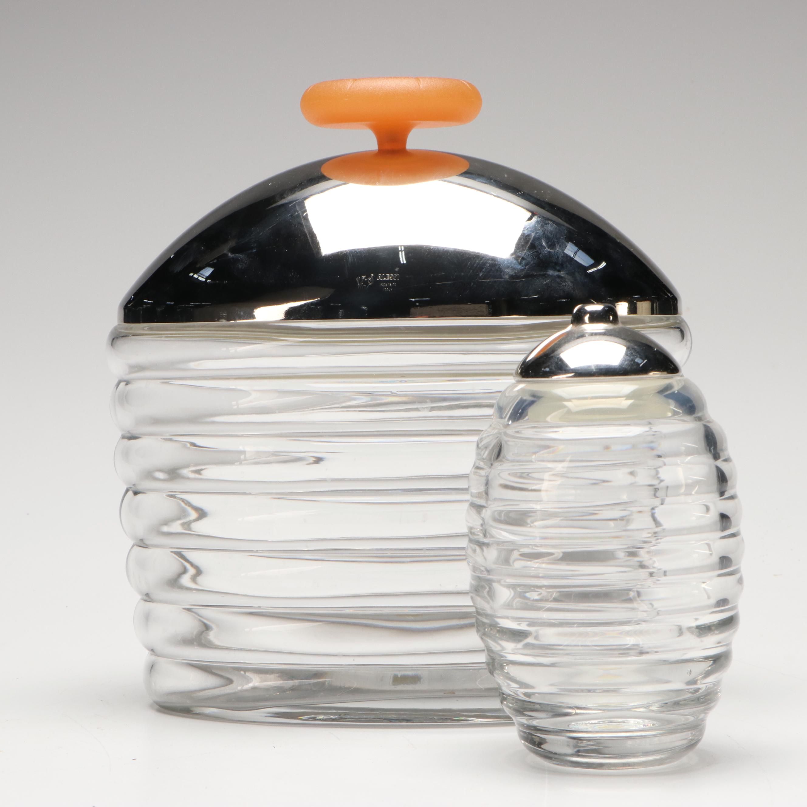 Italian Alessi "Black Josephine" Jar and Honey Pot