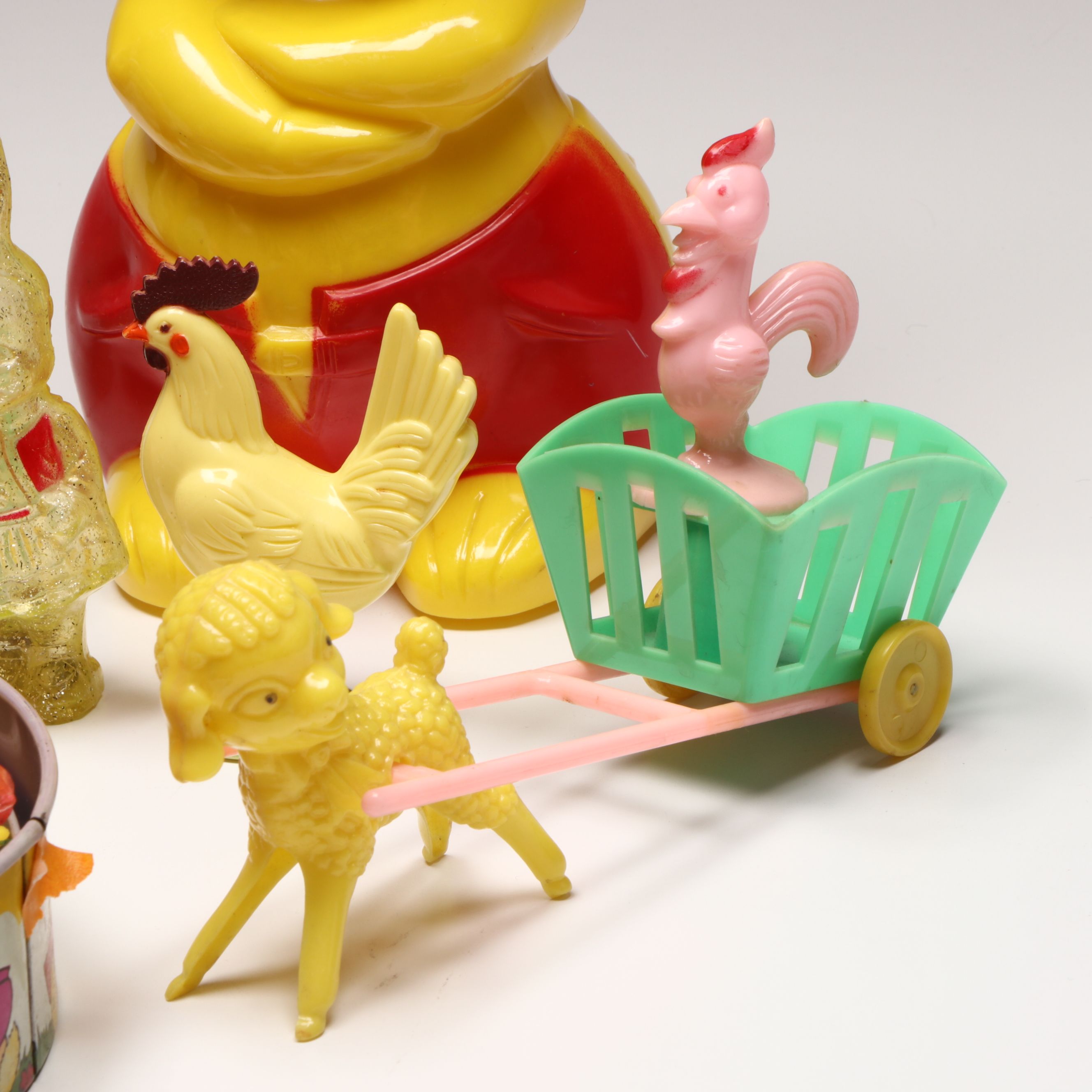 Rabbit-Shaped Bank with Other Molded Plastic Candy Boxes and Décor