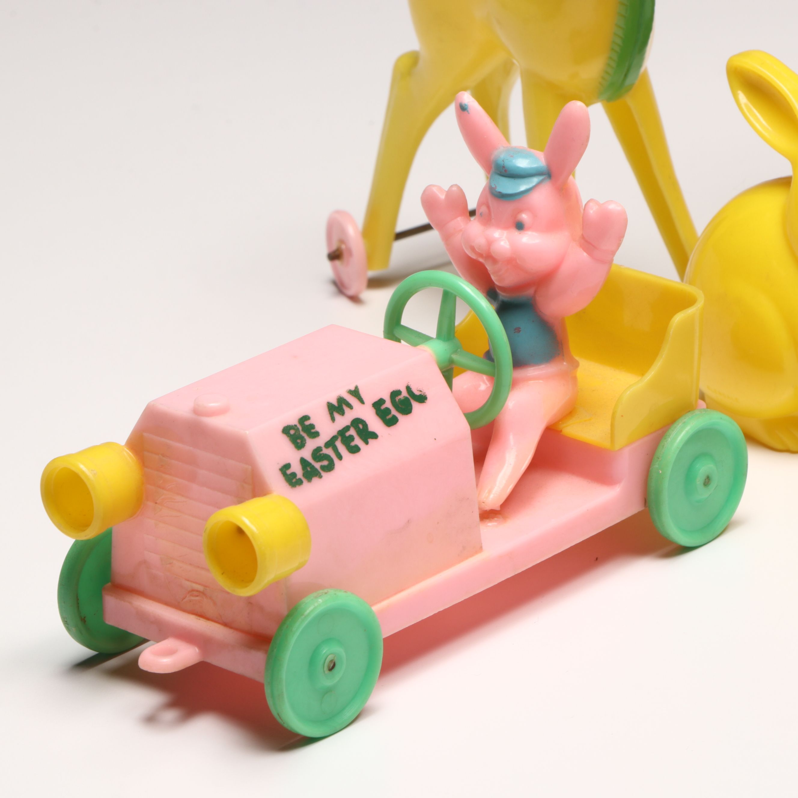 Rabbit-Shaped Bank with Other Molded Plastic Candy Boxes and Décor