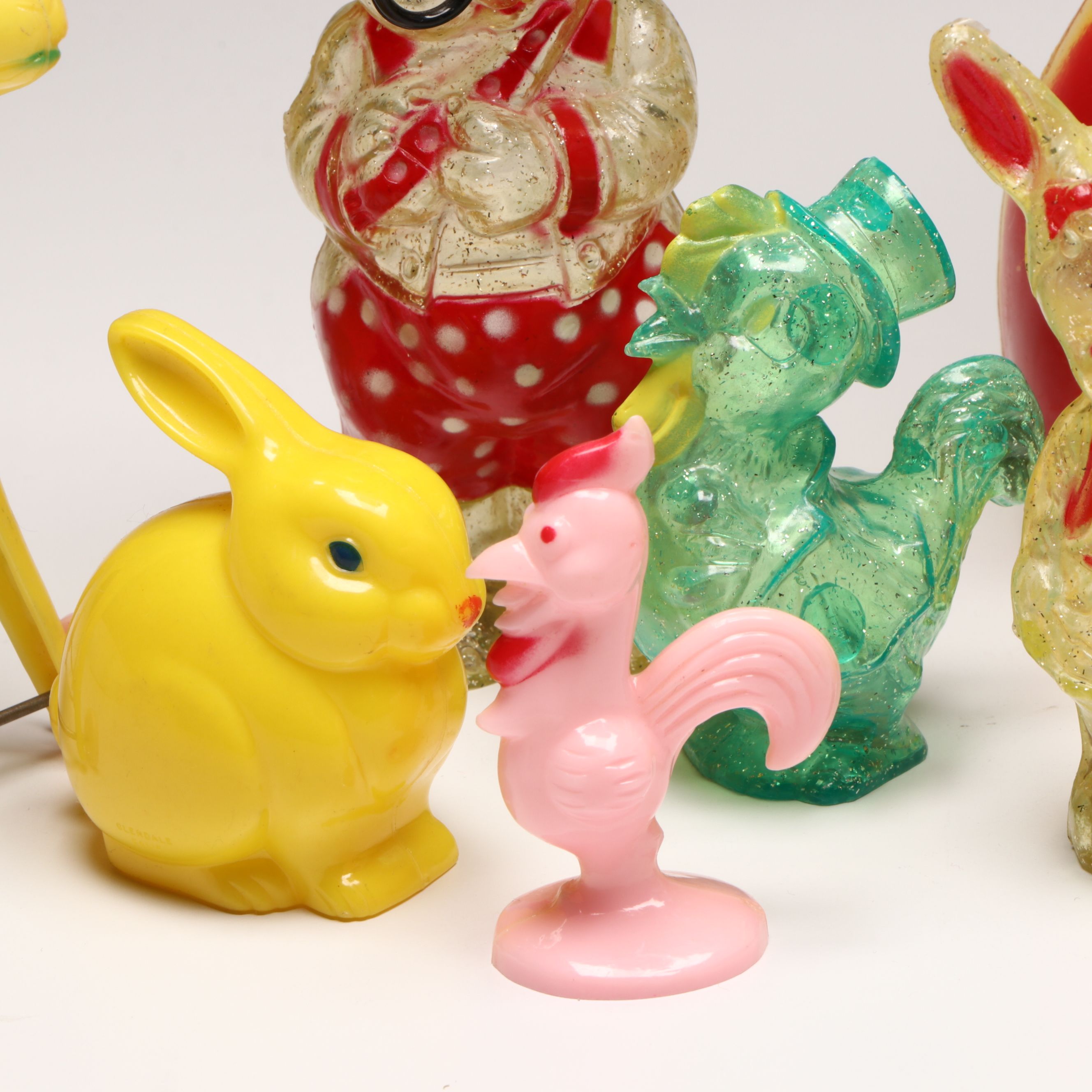 Rabbit-Shaped Bank with Other Molded Plastic Candy Boxes and Décor