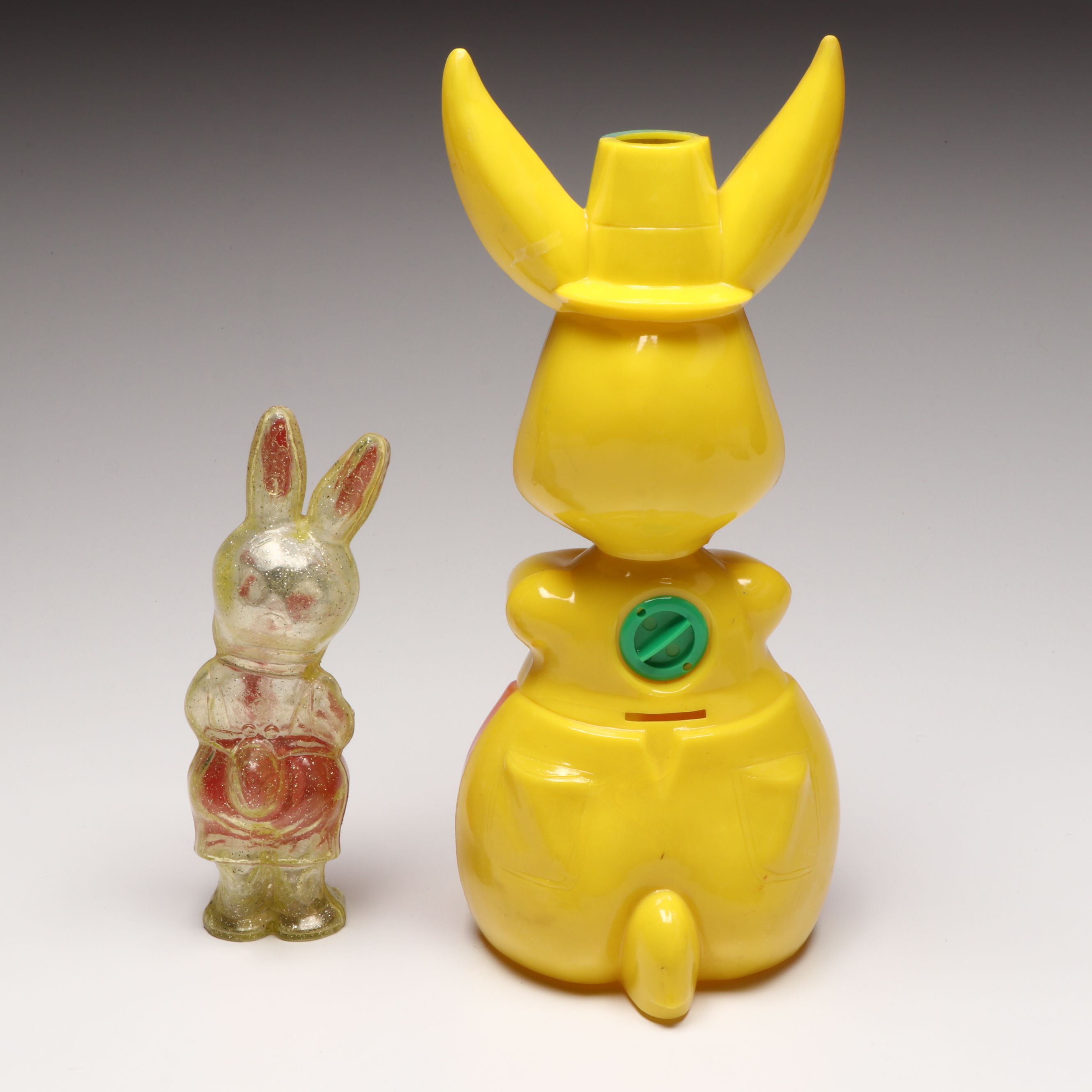 Rabbit-Shaped Bank with Other Molded Plastic Candy Boxes and Décor
