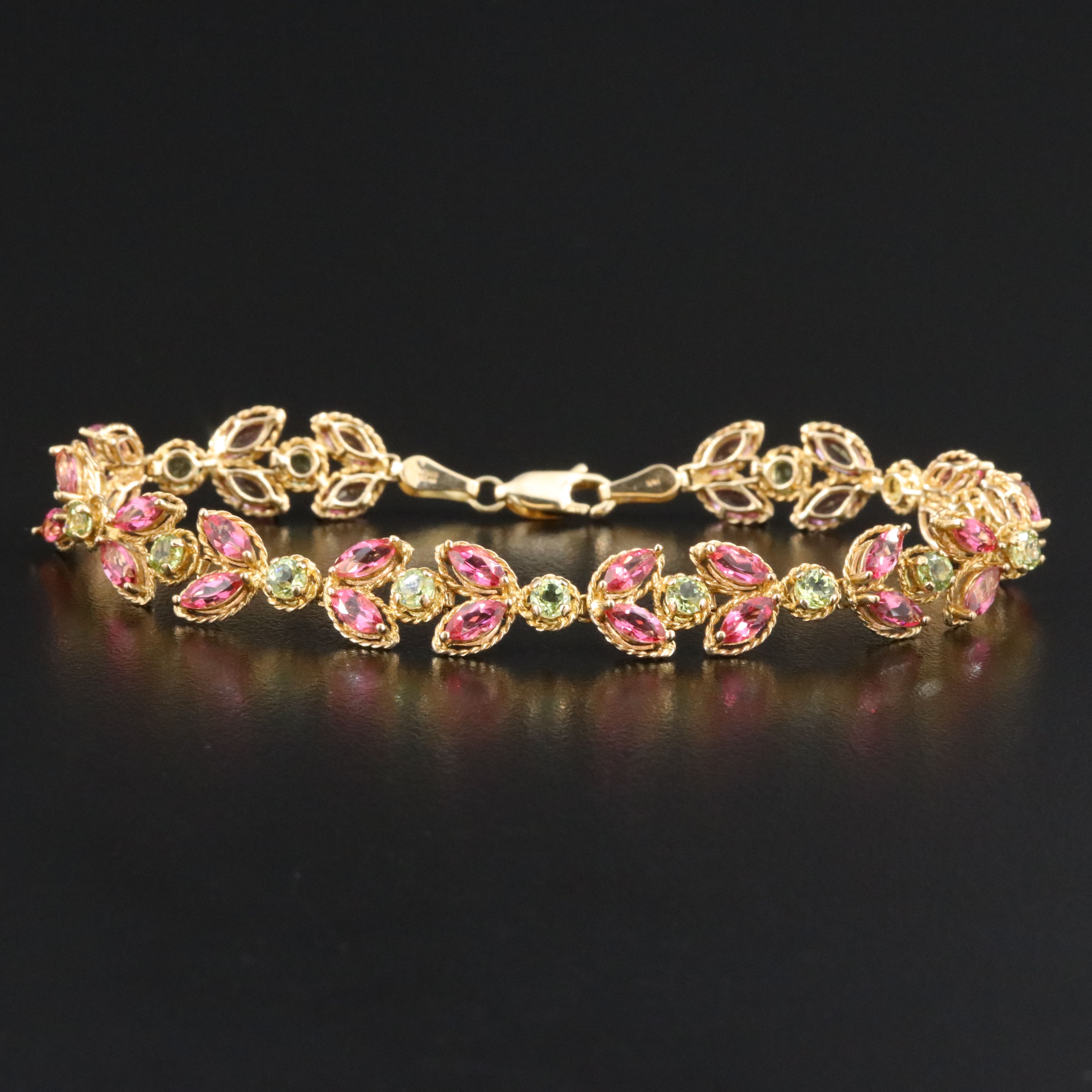 14K Peridot and Topaz Bracelet