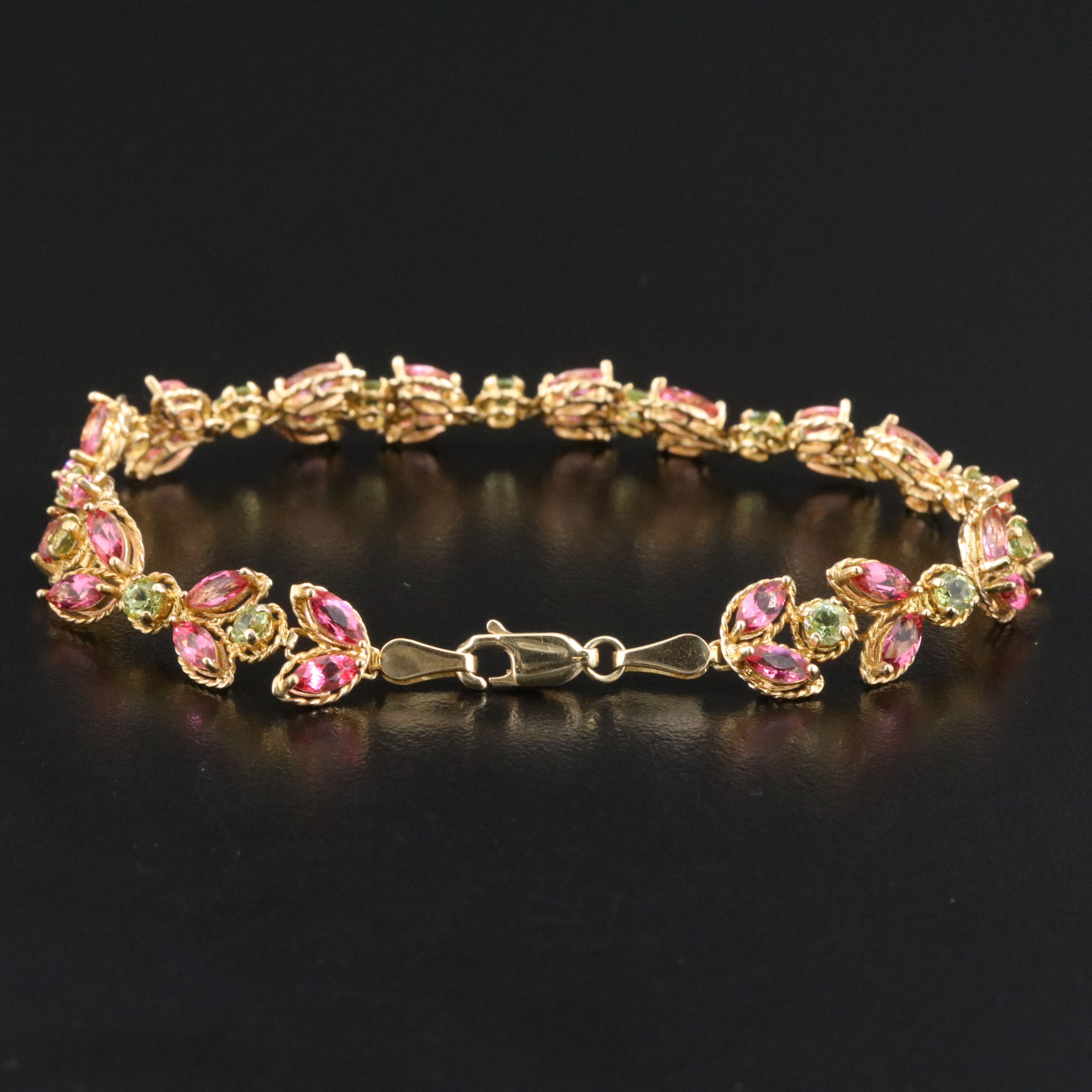 14K Peridot and Topaz Bracelet