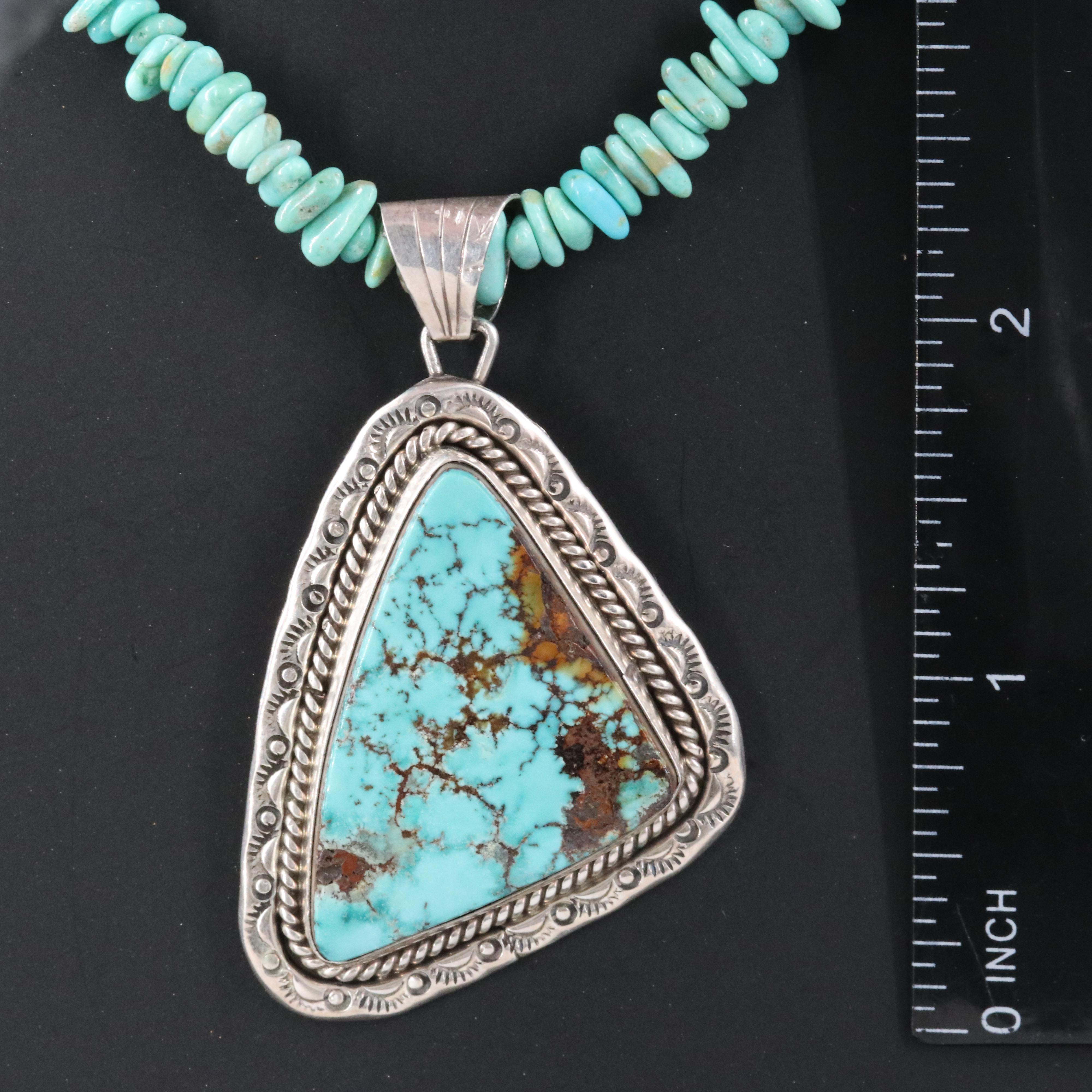 Rhoda Jack Navajo Diné Sterling Turquoise Pendant and Necklace