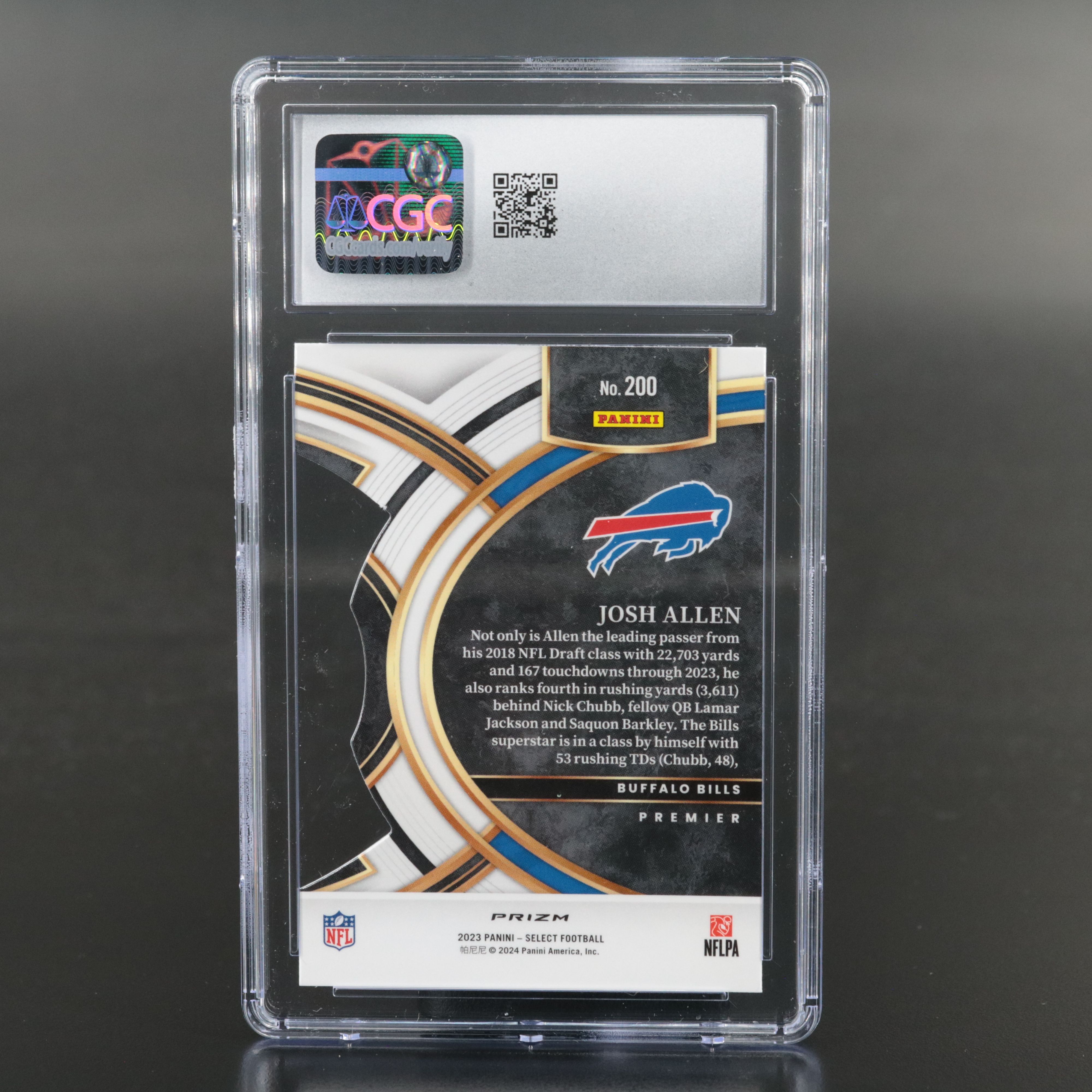 2023 Select Josh Allen Black & Red Die-Cut Prizm Card Graded CGC 10