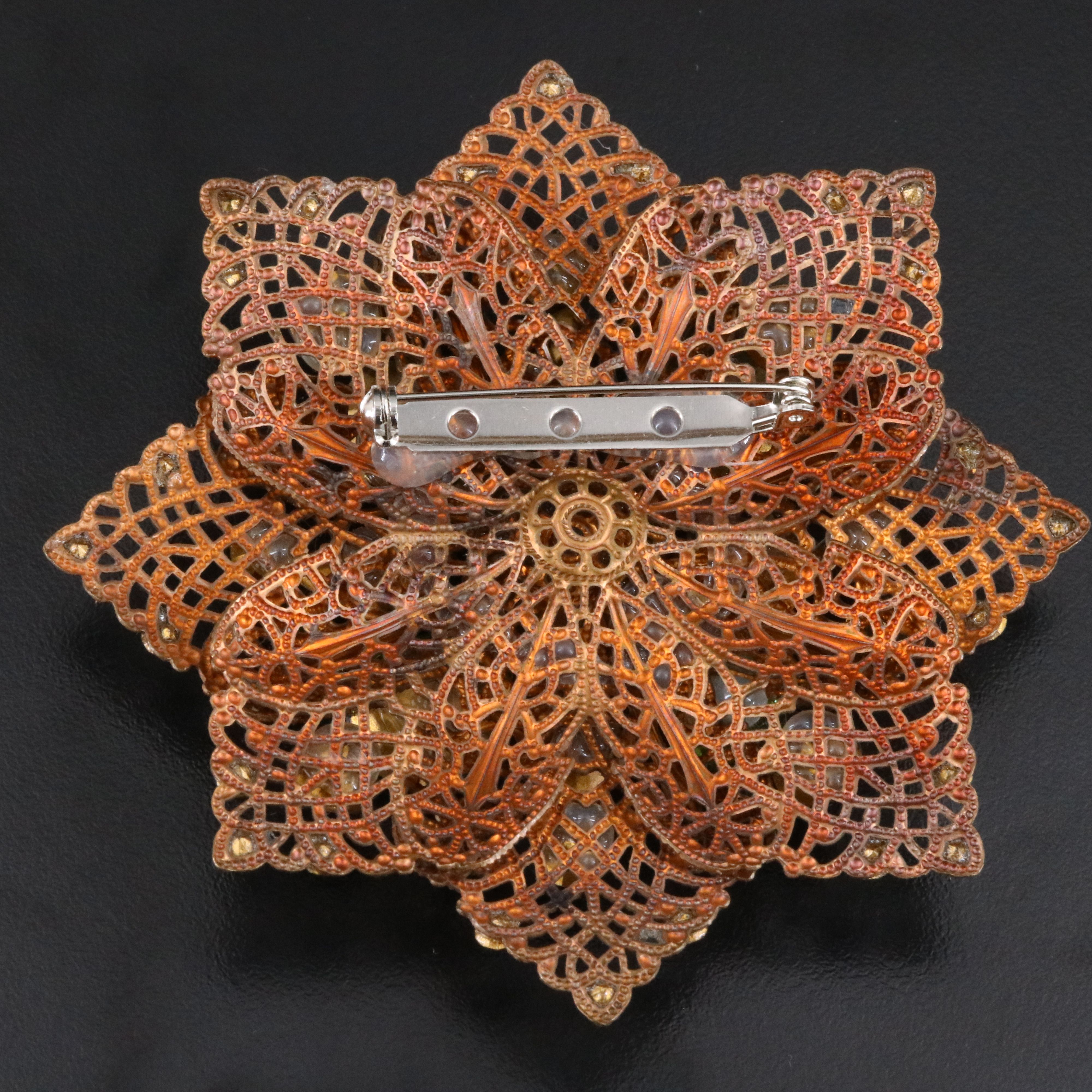 Large Jewel Tone Glass Brooch