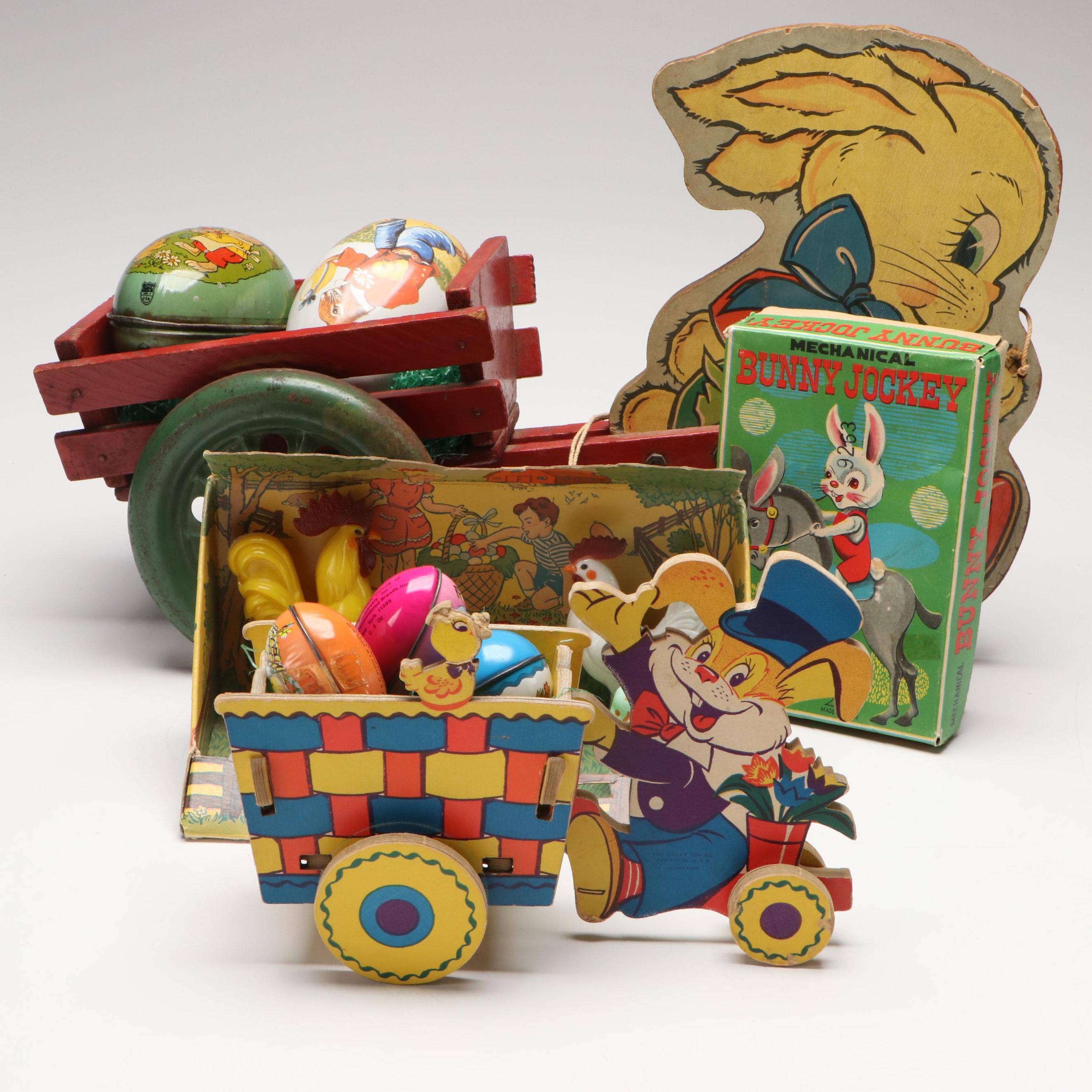 Bunny Jockey Wind-Up Toy with Other Easter Décor and Collectibles