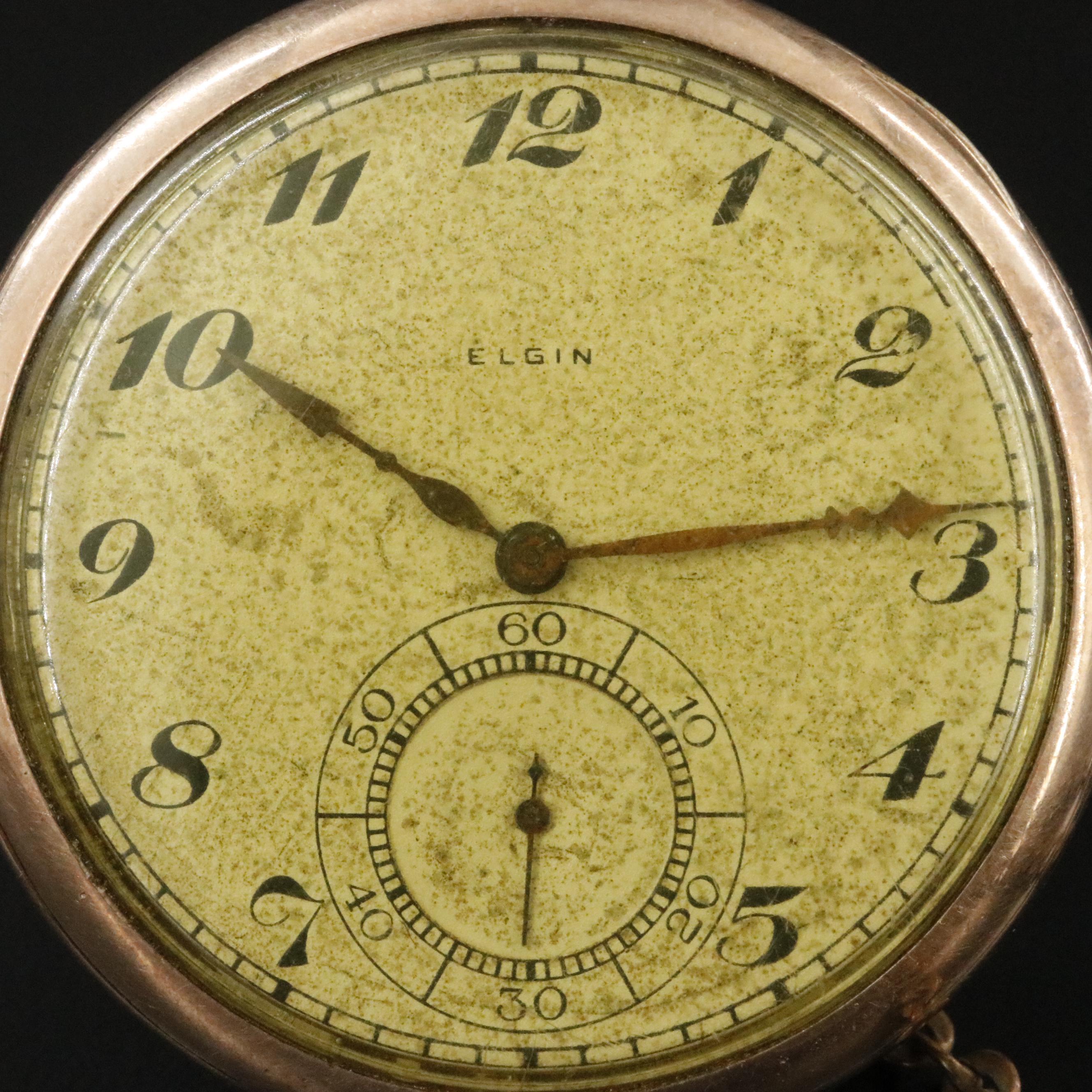 Vintage Elgin Gold Filled Pocket Watch with Fob