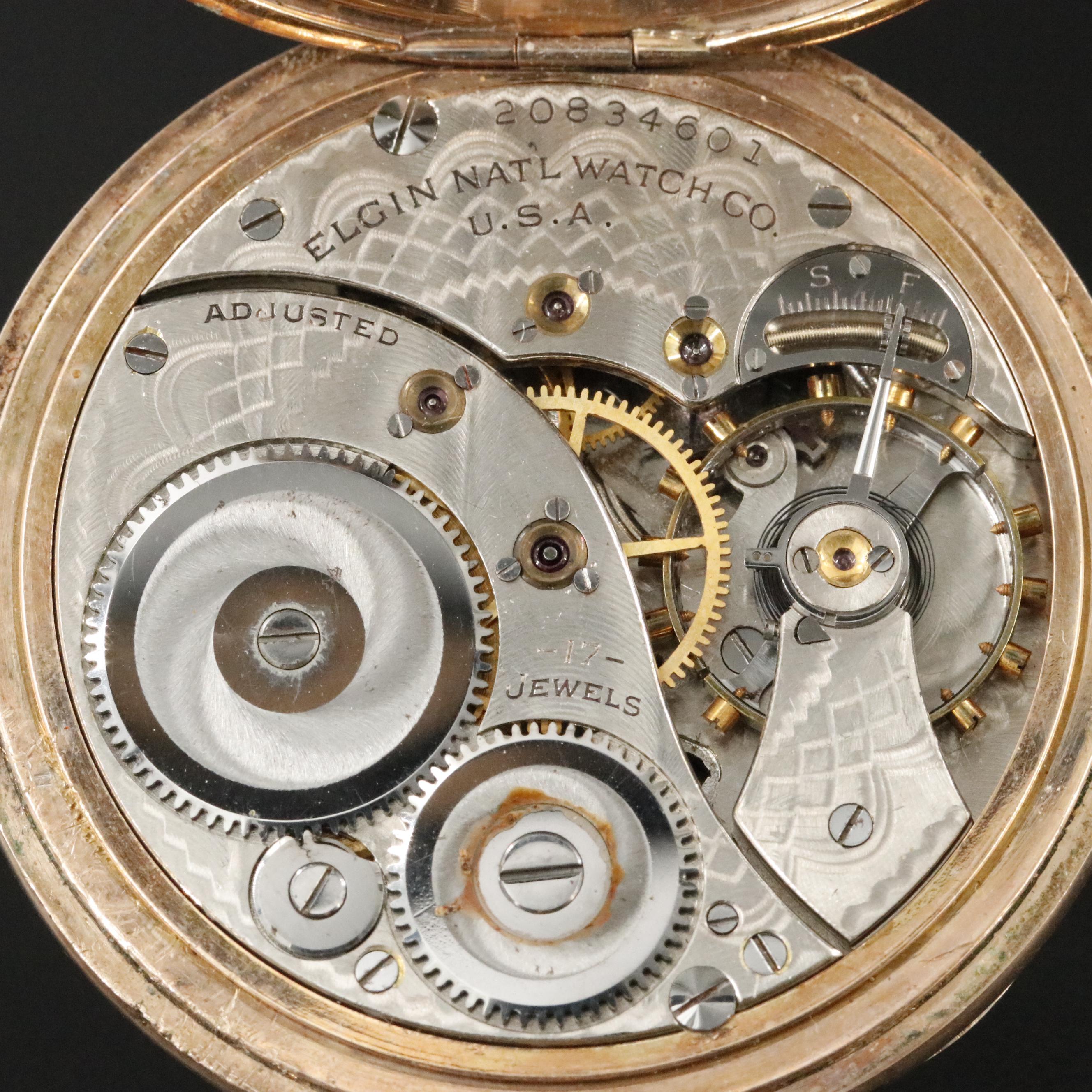 Vintage Elgin Gold Filled Pocket Watch with Fob