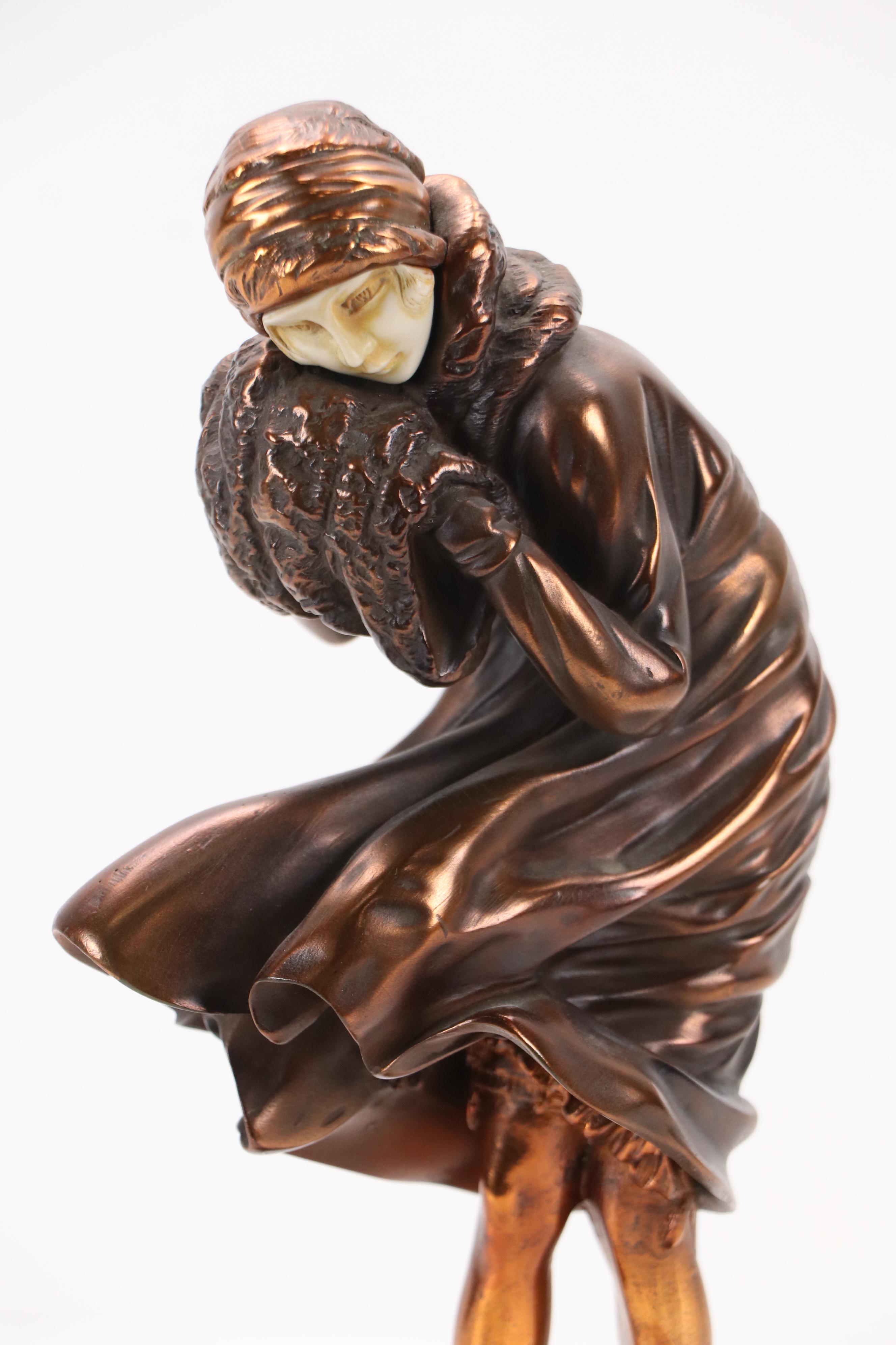 In the Style of Demetre H. Chiparus Sculpture "The Squall," Late 20th Century