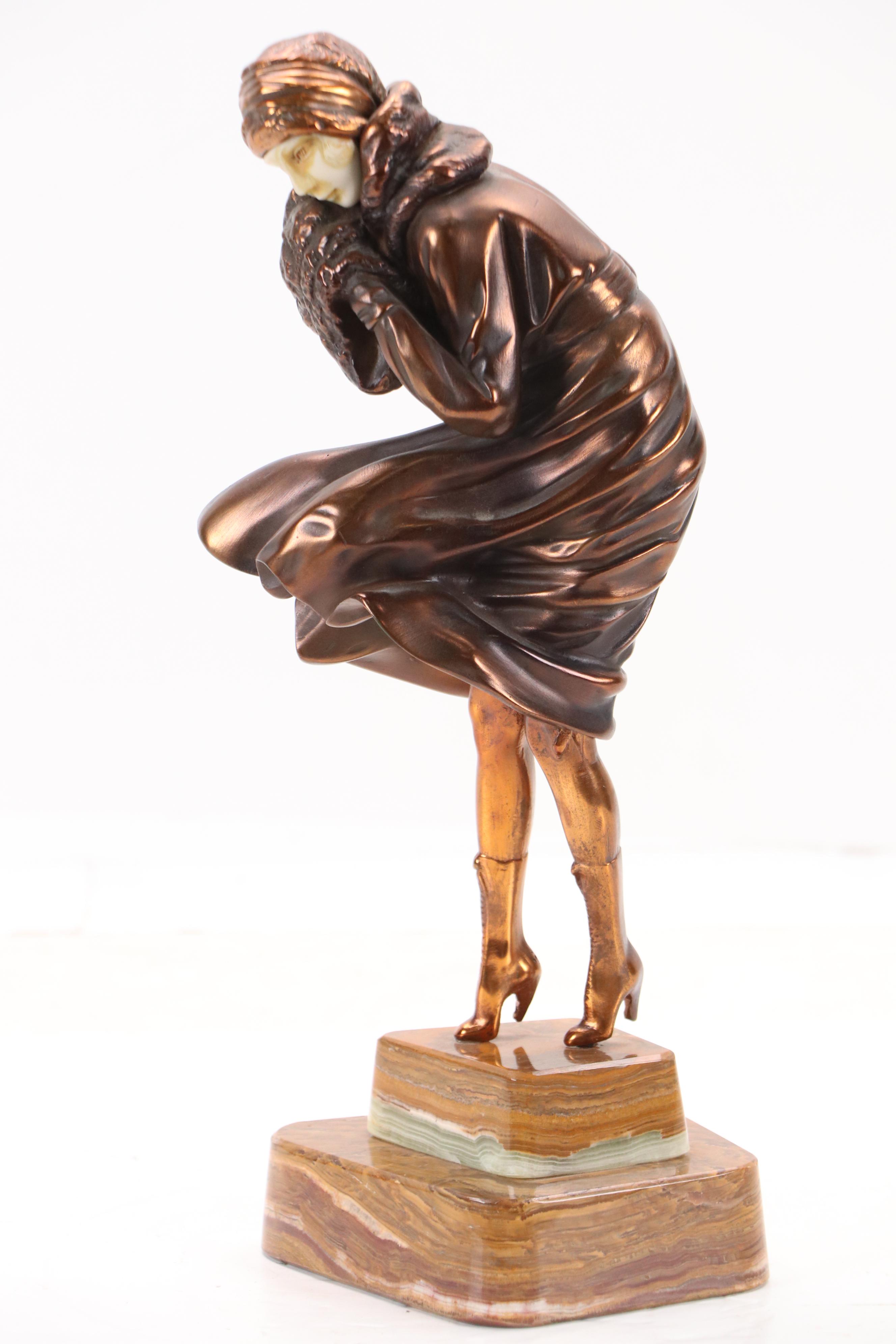 In the Style of Demetre H. Chiparus Sculpture "The Squall," Late 20th Century