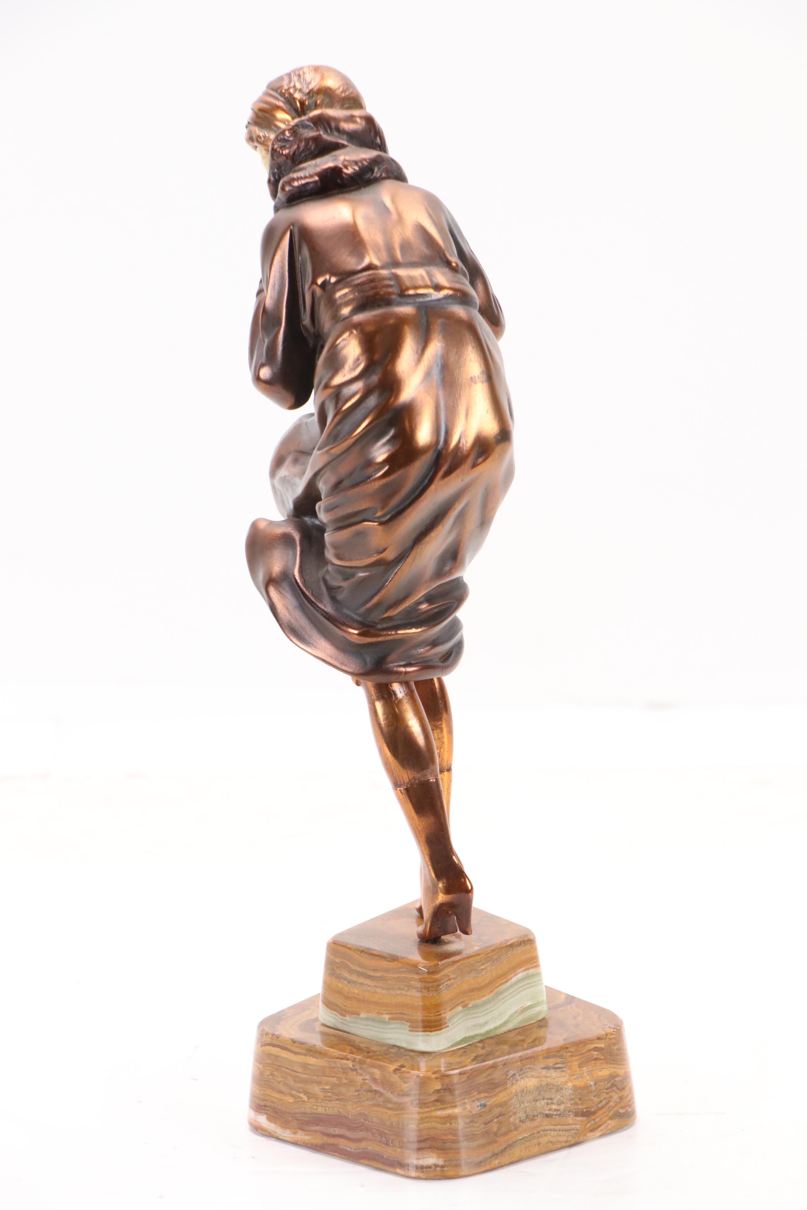 In the Style of Demetre H. Chiparus Sculpture "The Squall," Late 20th Century