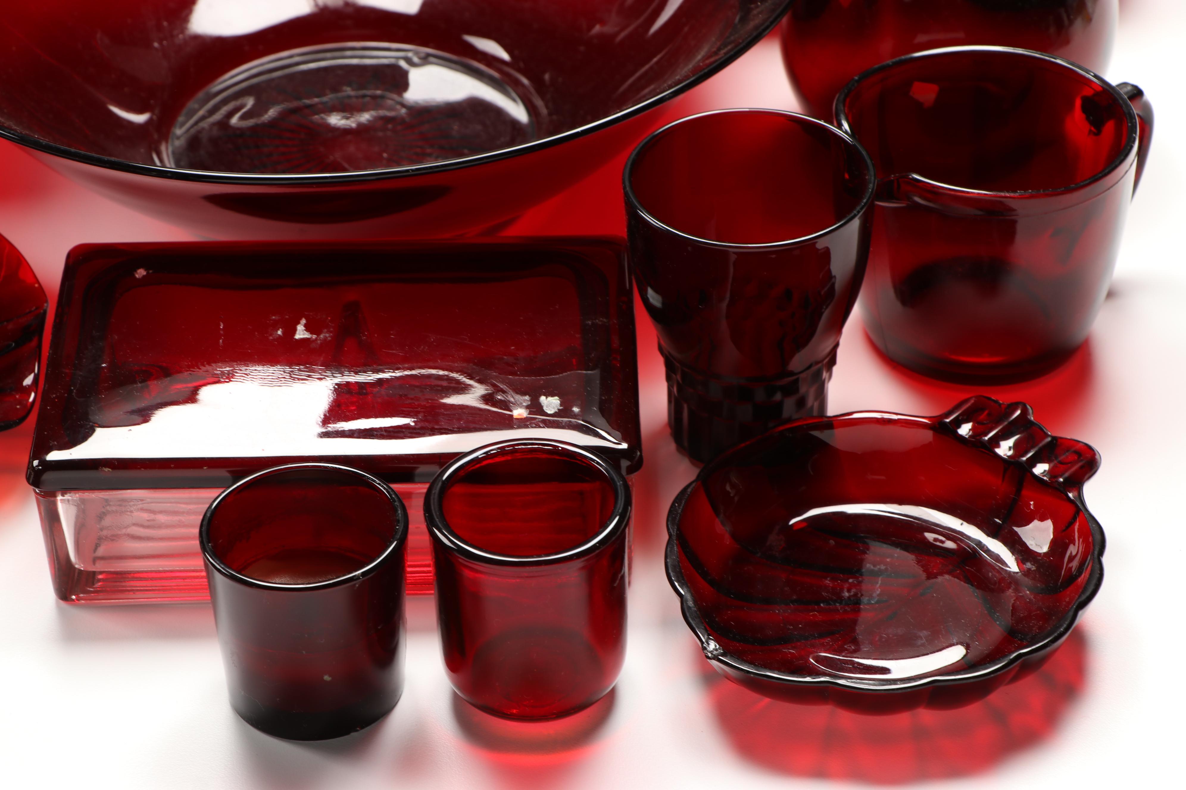 Ruby Red Glass Tableware
