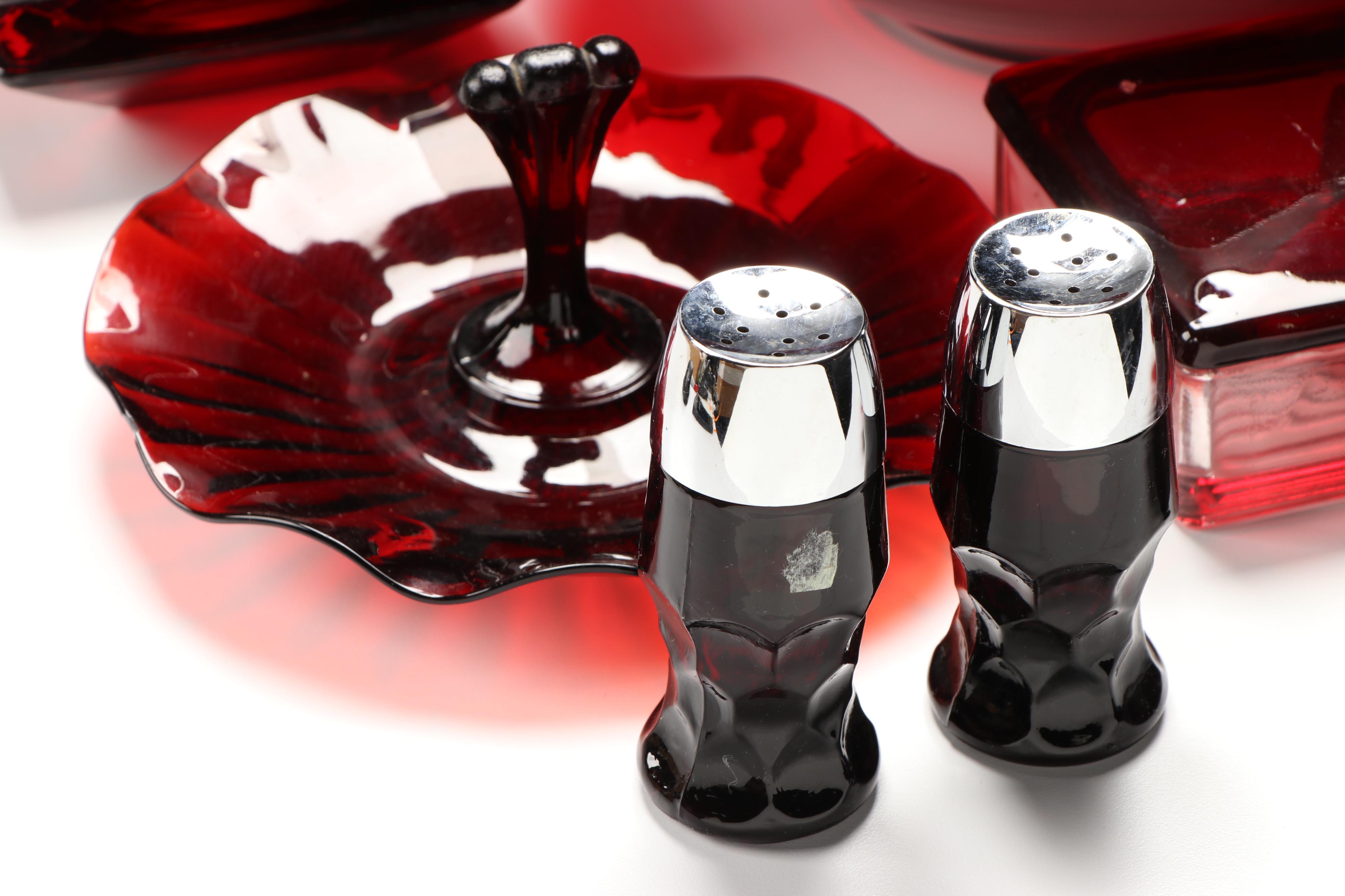 Ruby Red Glass Tableware