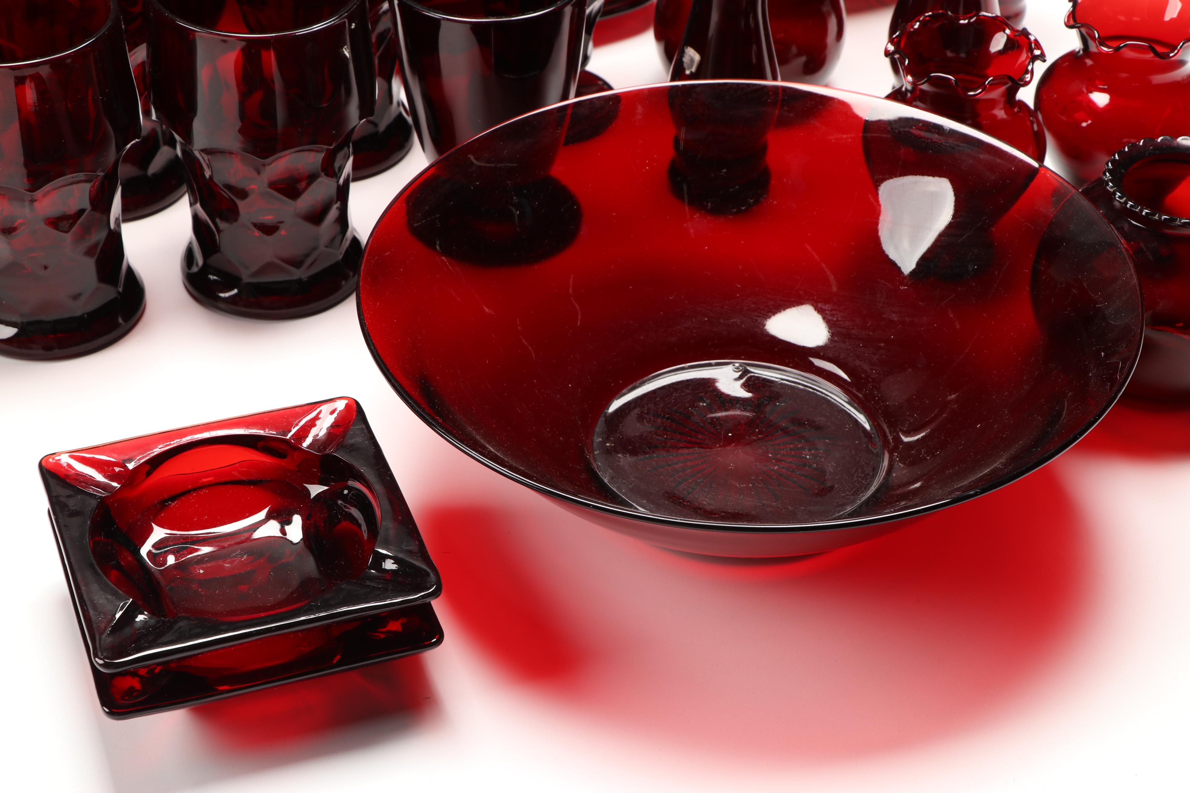 Ruby Red Glass Tableware