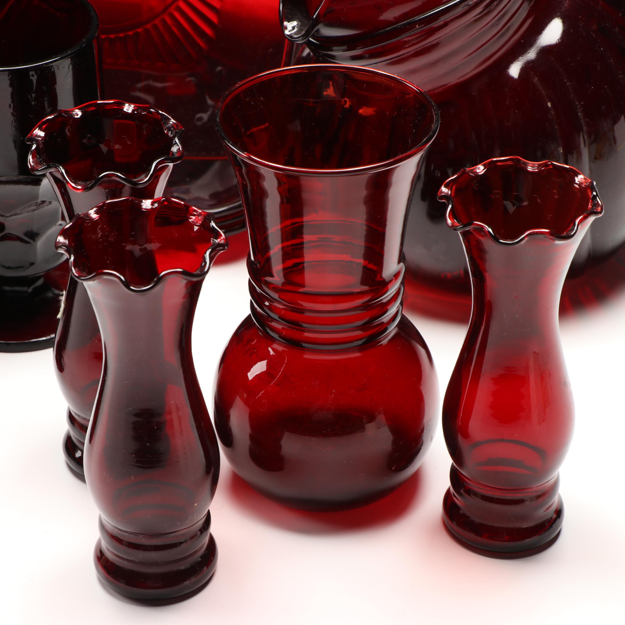Ruby Red Glass Tableware