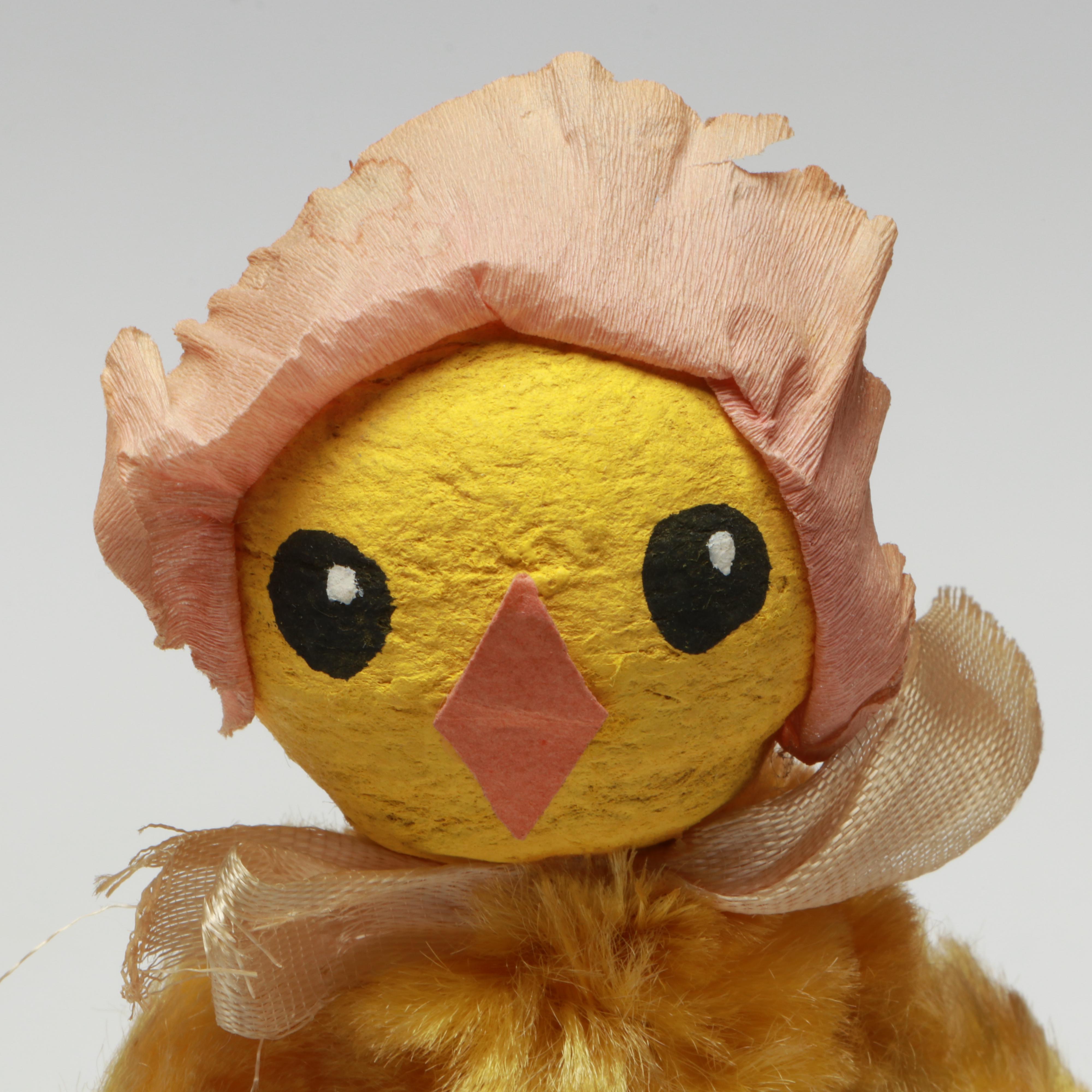 Vintage Handcrafted Easter Bunny and Chick Figurines, Mid-20th Century