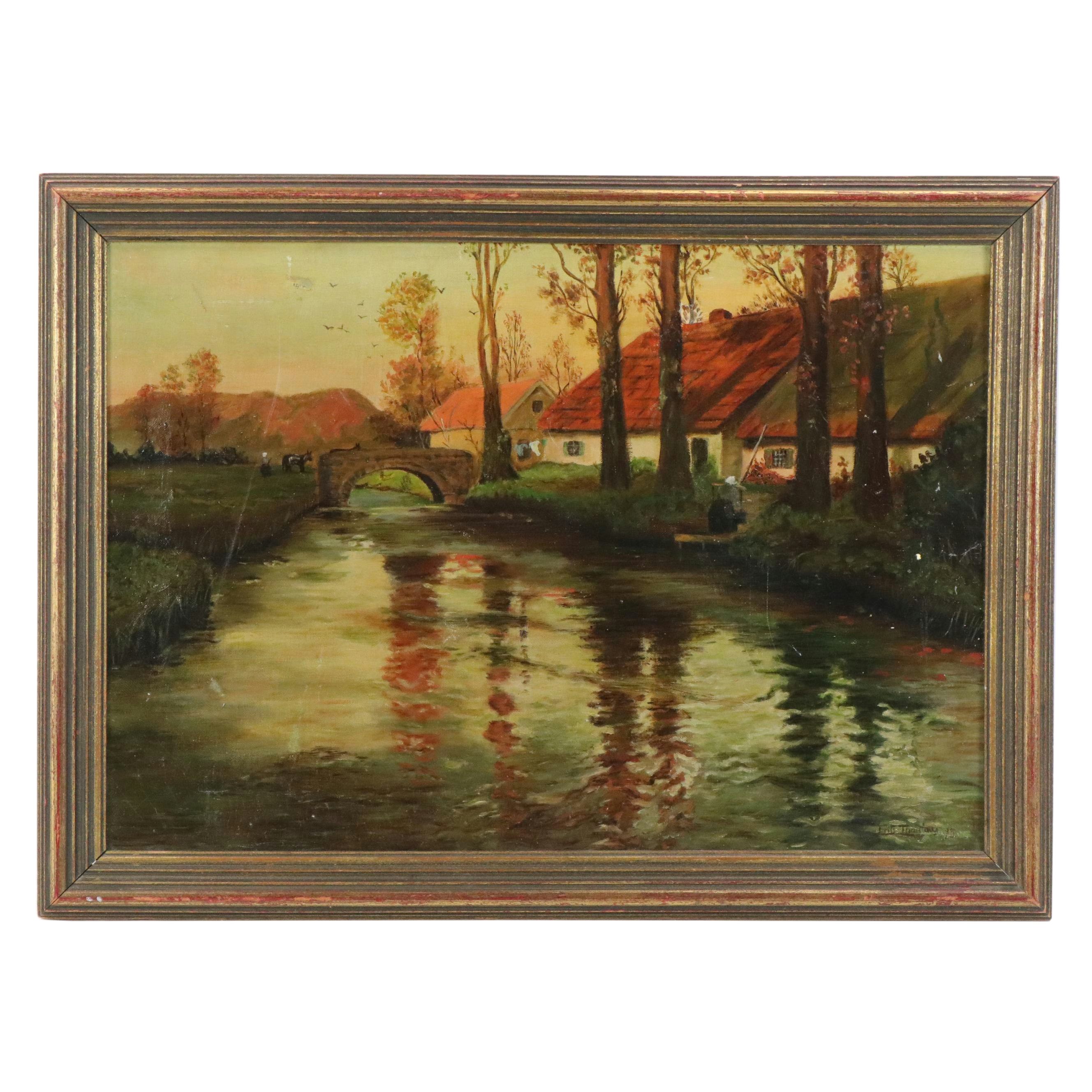 After Frits Thaulow Landscape Oil Painting, Late 19th to Early 20th Century