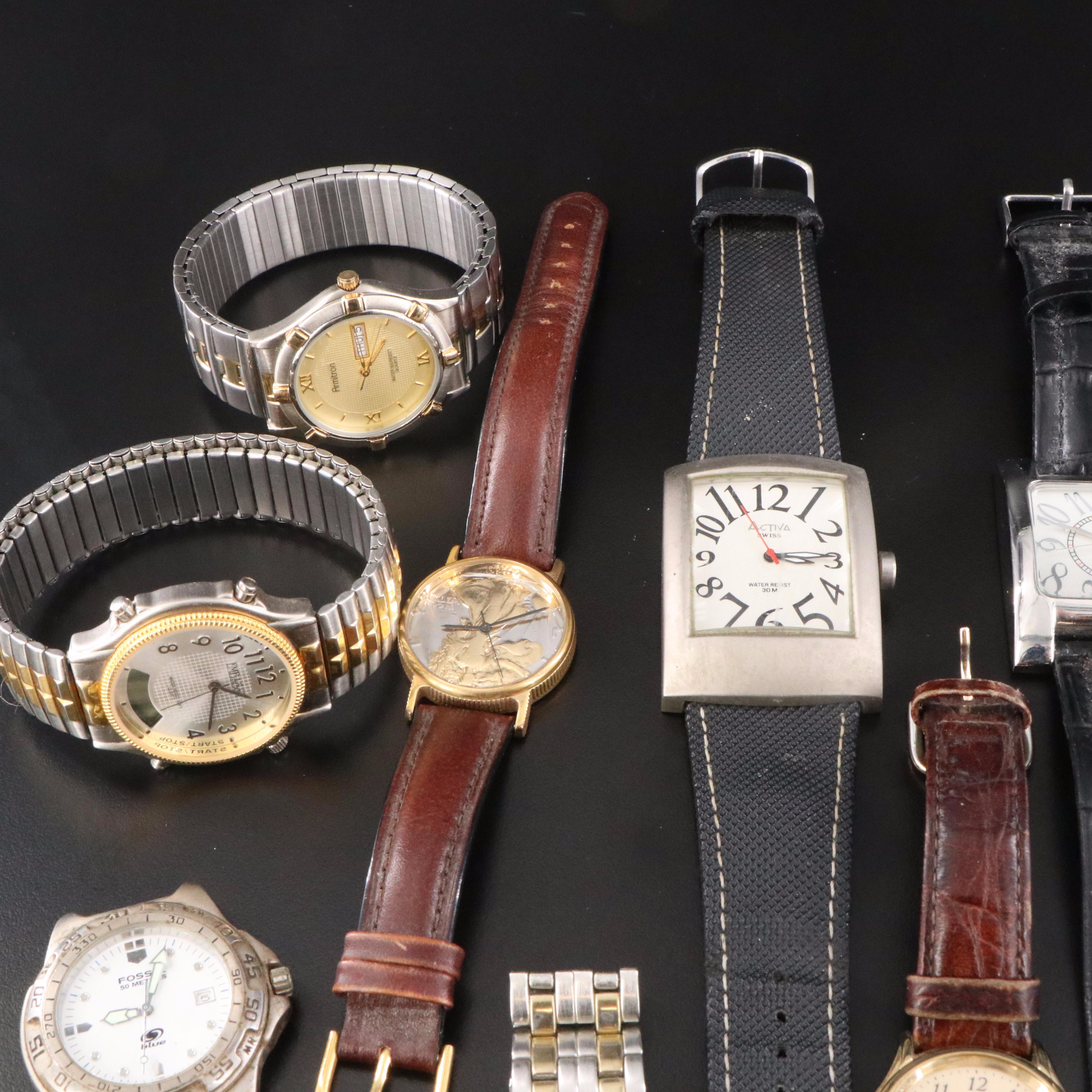 Collection of Quartz and Stem Wind Watches Featuring Lionel, Disney and Fossil