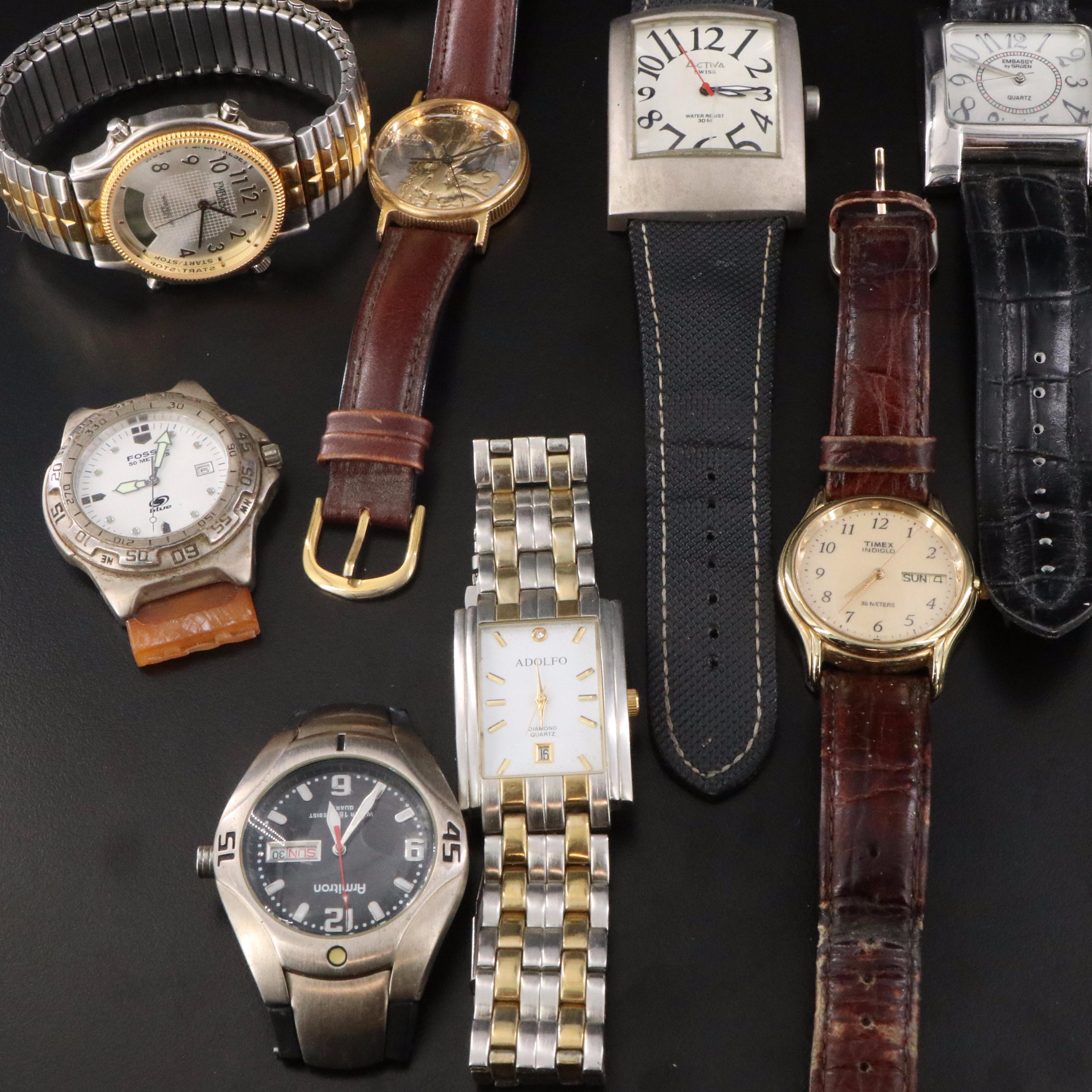Collection of Quartz and Stem Wind Watches Featuring Lionel, Disney and Fossil