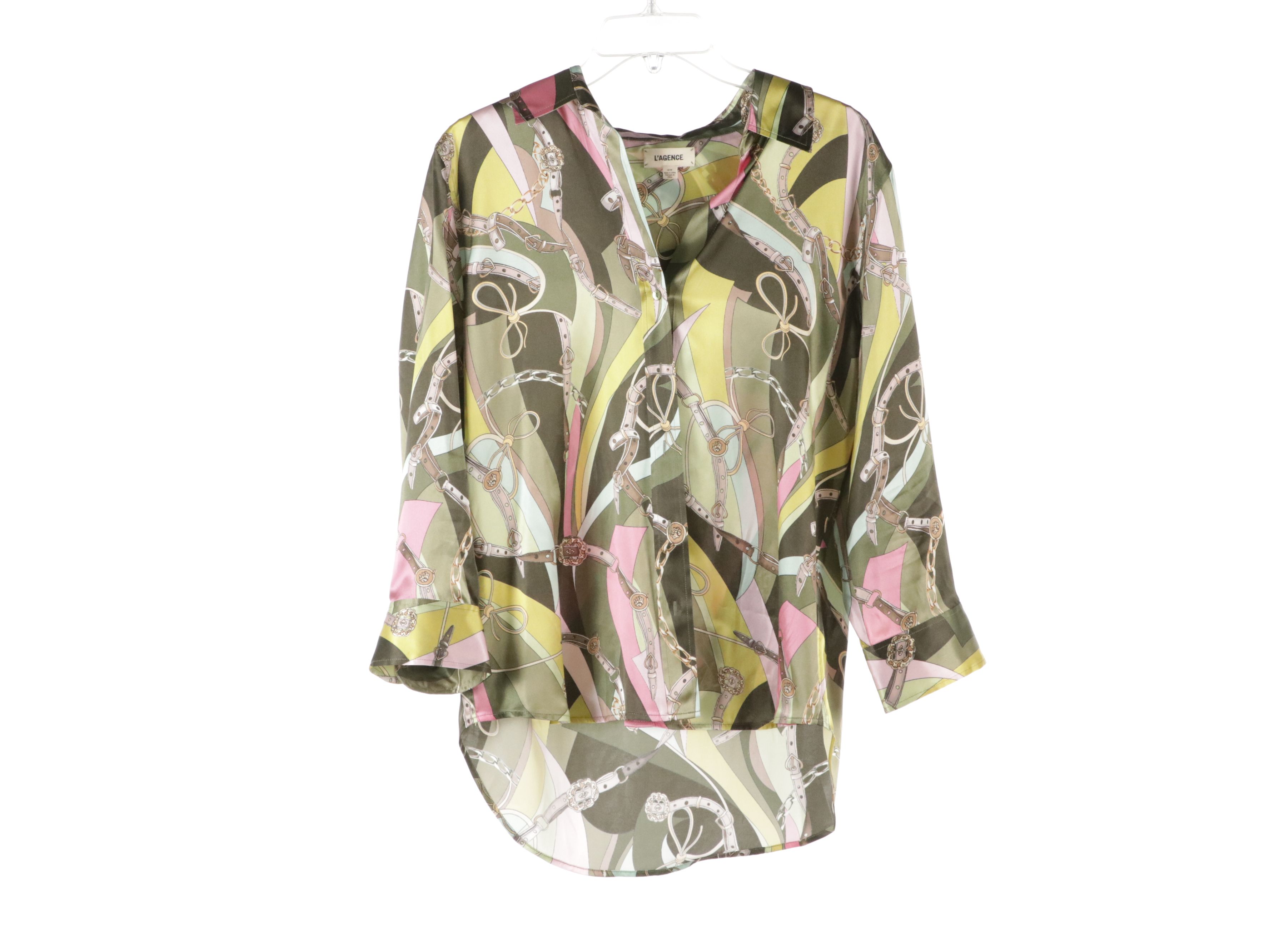 L'Agence Printed Silk Blouse, Zara Embroidered Jacket & Finley "Candace" Blouse