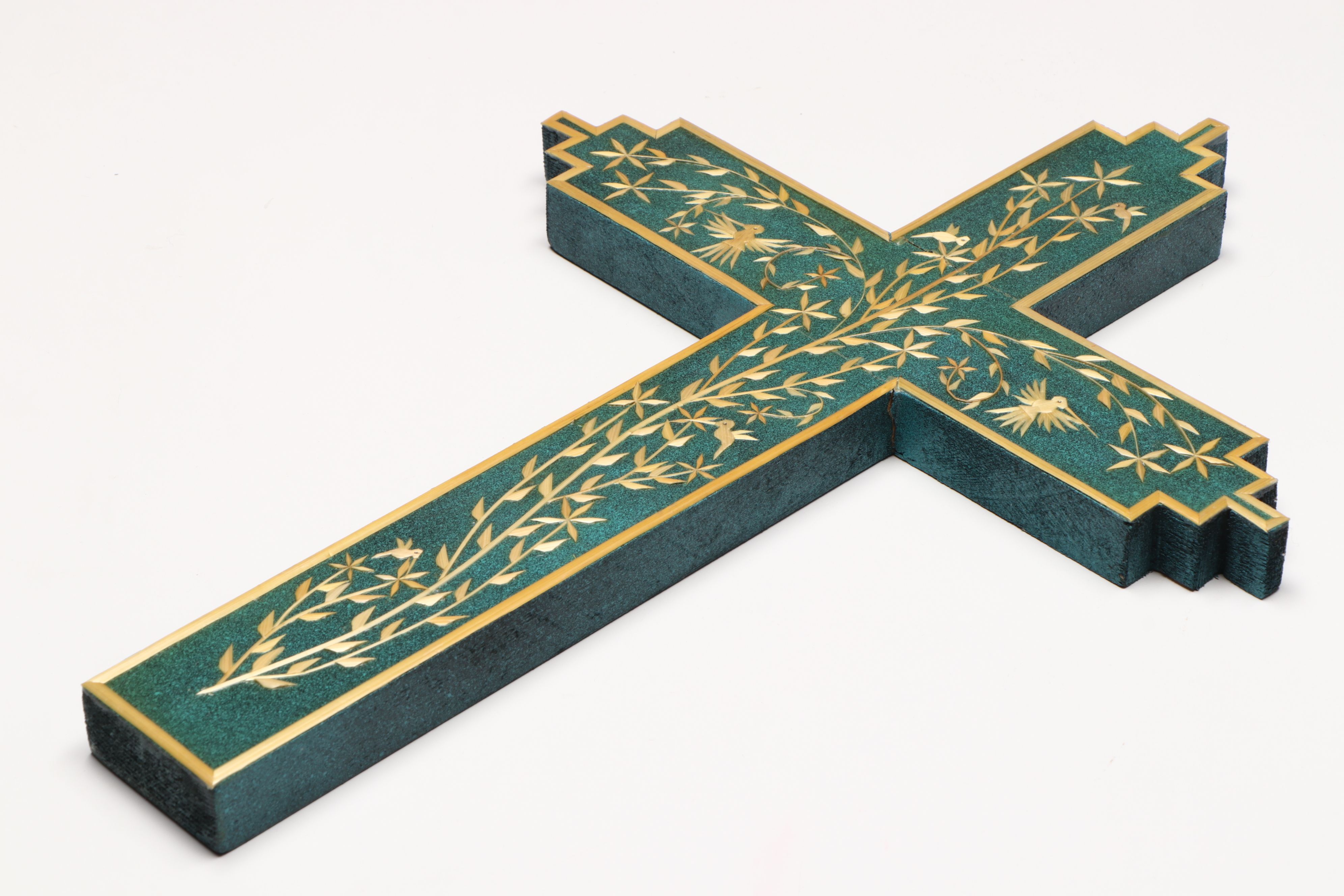 Artist Signed Inlaid Wooden Crosses, Late 20th Century