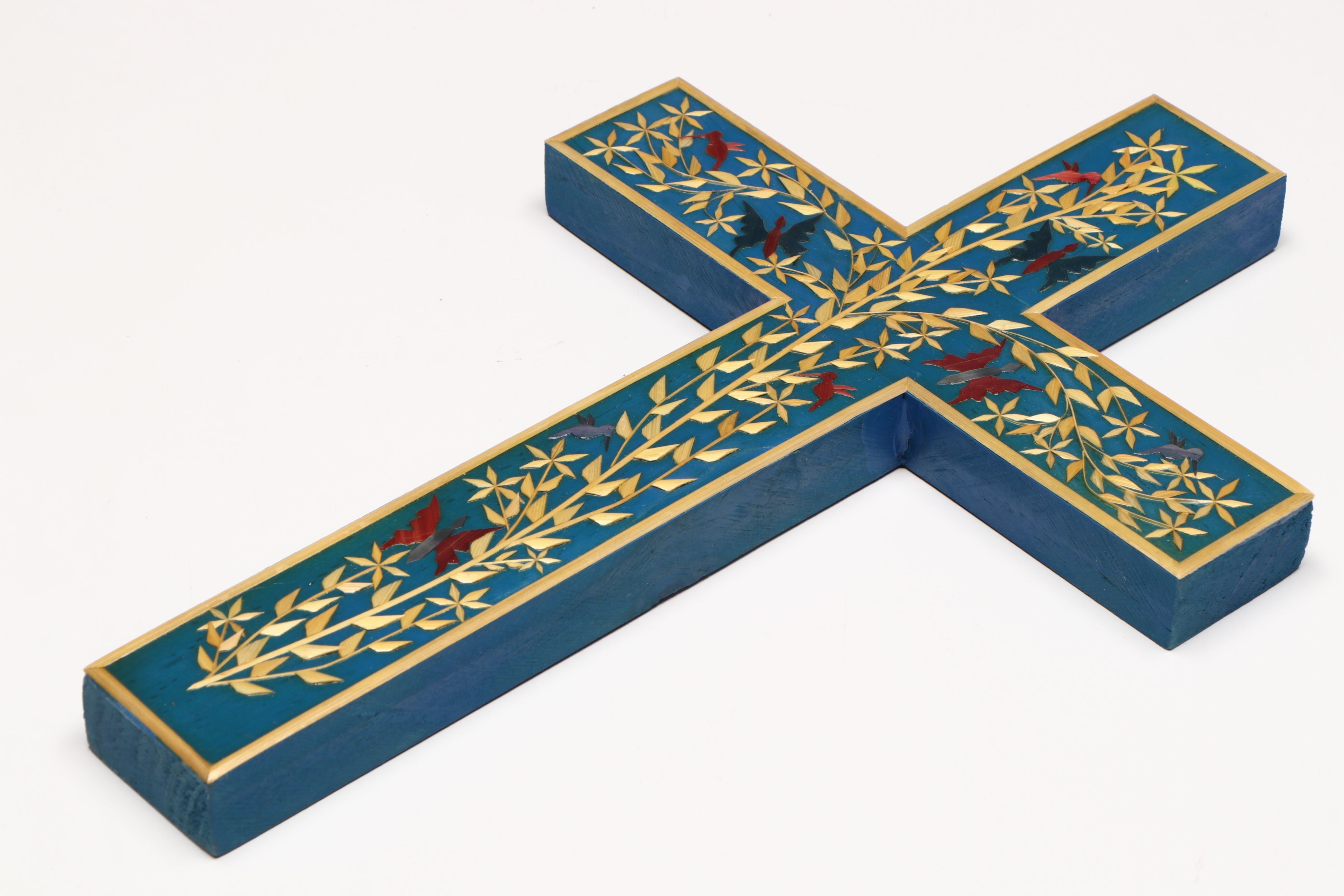 Artist Signed Inlaid Wooden Crosses, Late 20th Century