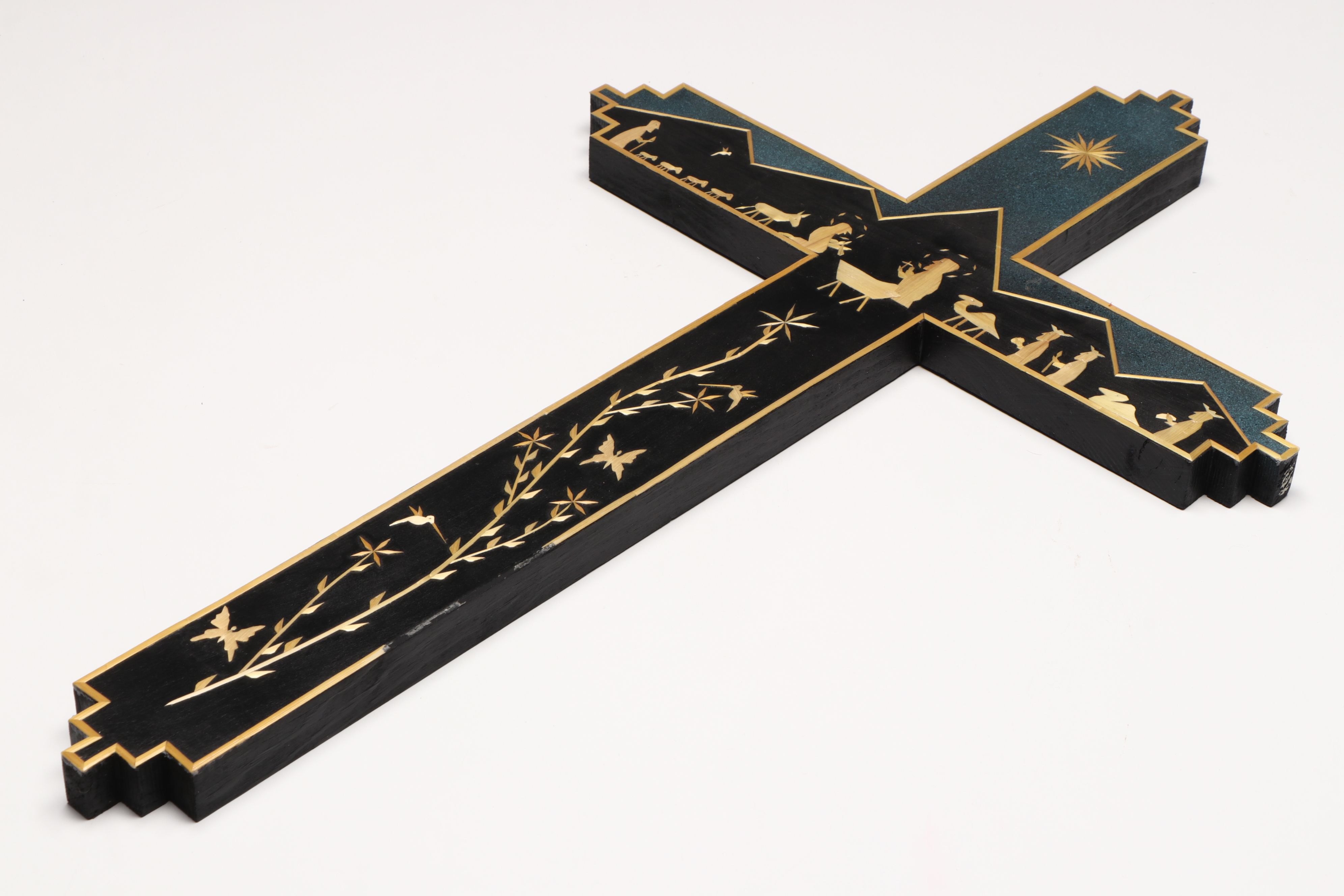 Artist Signed Inlaid Wooden Crosses, Late 20th Century