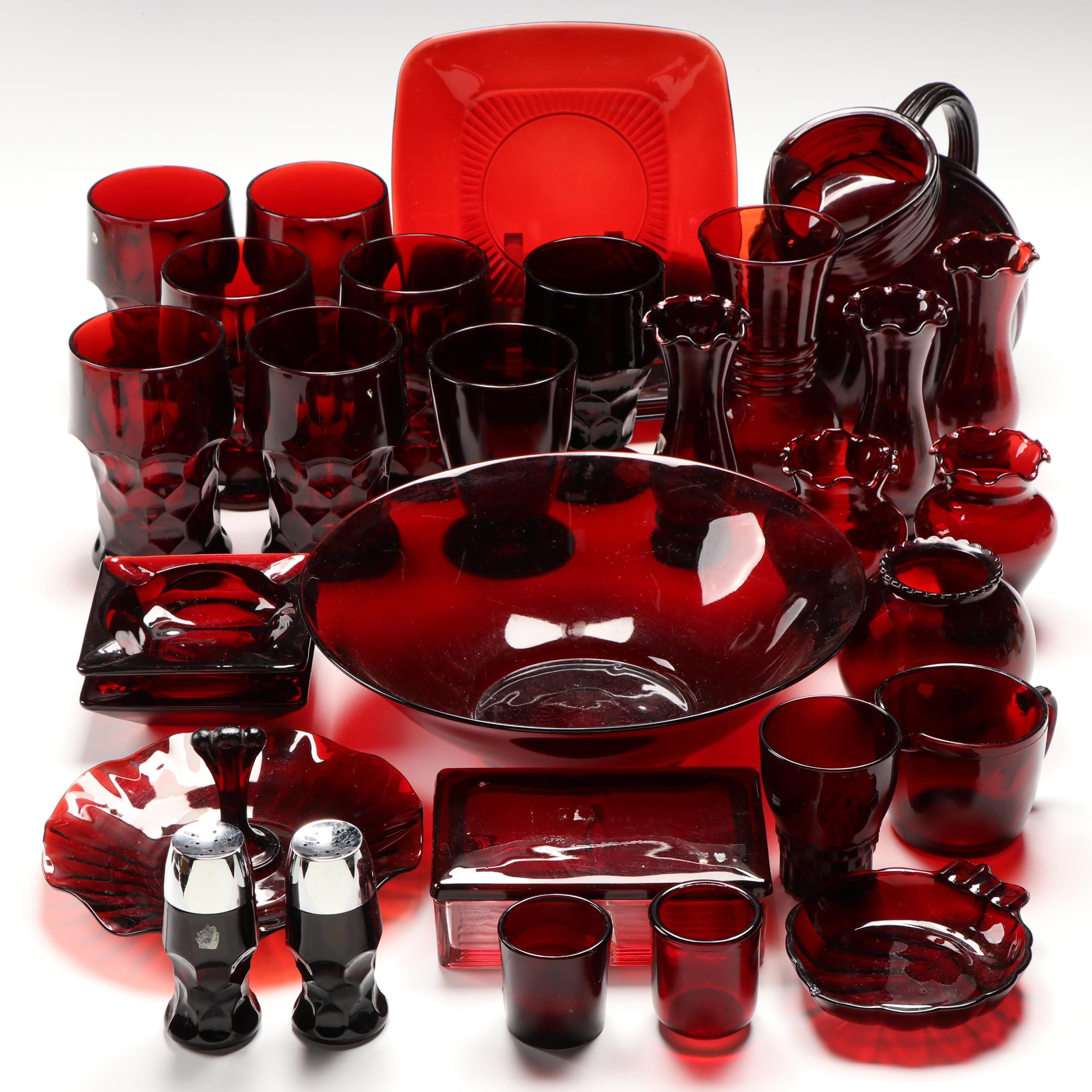 Ruby Red Glass Tableware
